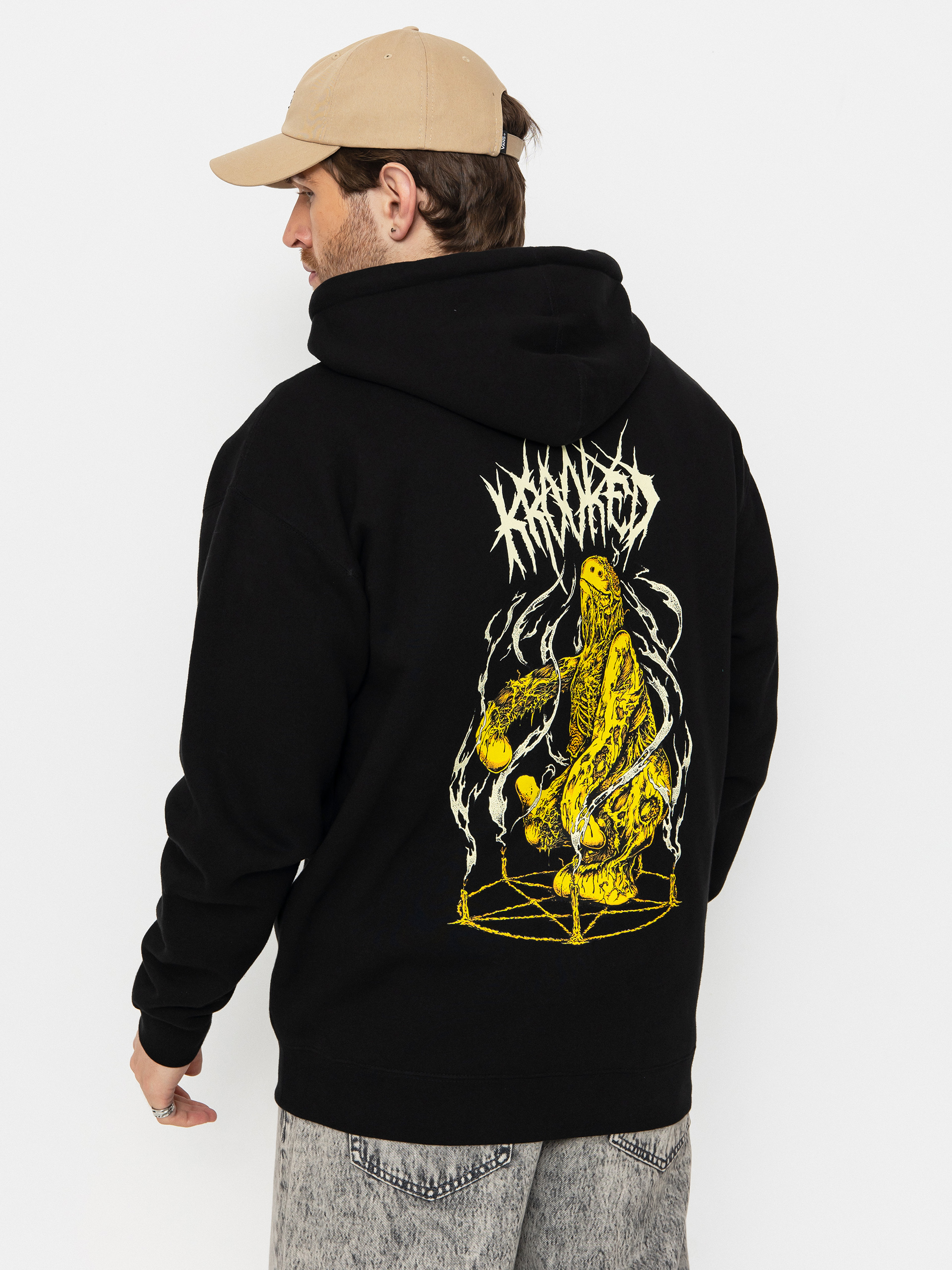 Krooked Necroshmoo ZHD Hoodie (black/cream yellow & orange prints)