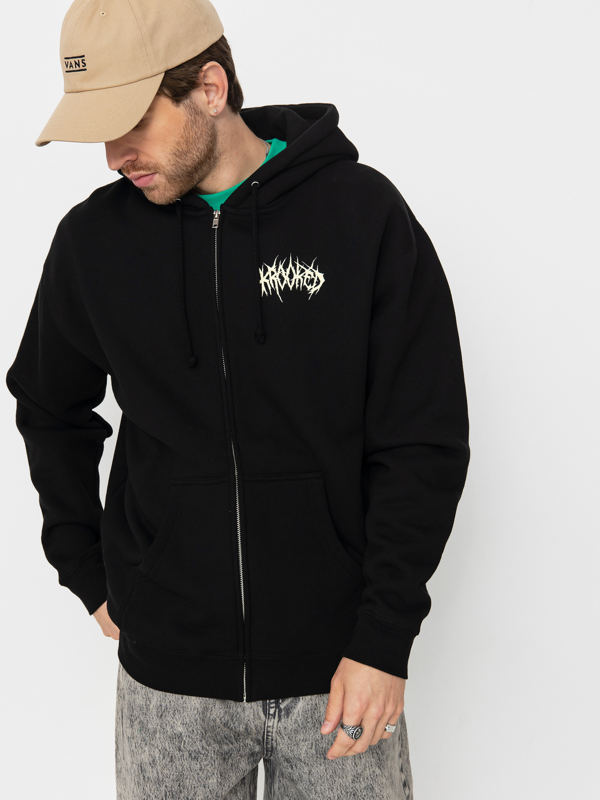 Krooked Necroshmoo ZHD Hoodie (black/cream yellow & orange prints)
