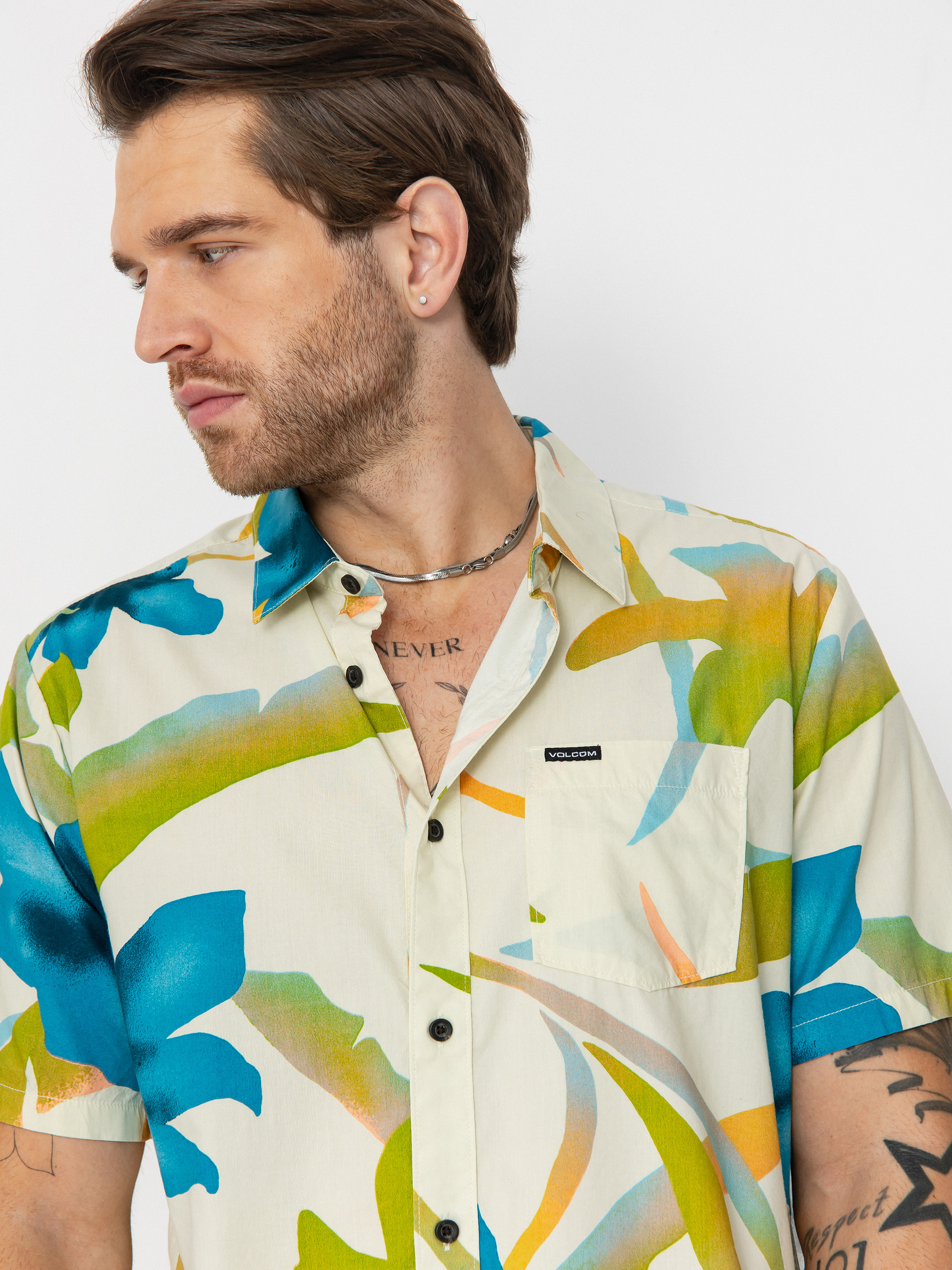 Volcom Tracers Floral Shirt (light beige)