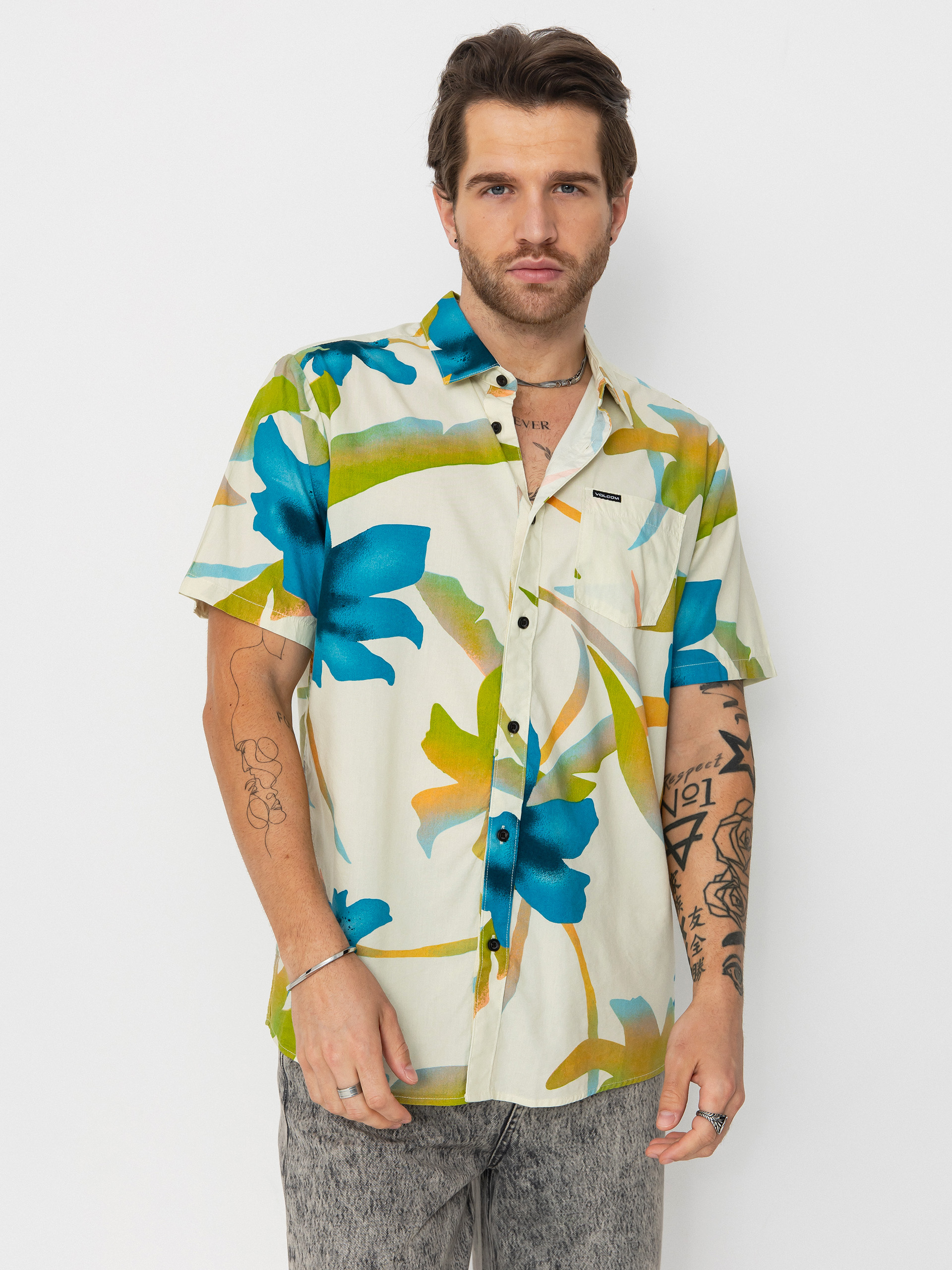 Volcom Tracers Floral Shirt (light beige)