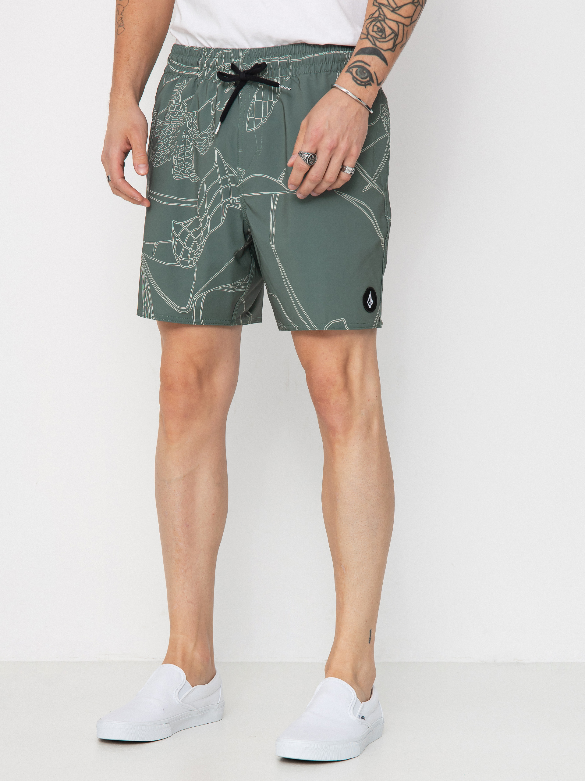 Volcom Lido Print Trunk 16 Shorts (light olive)
