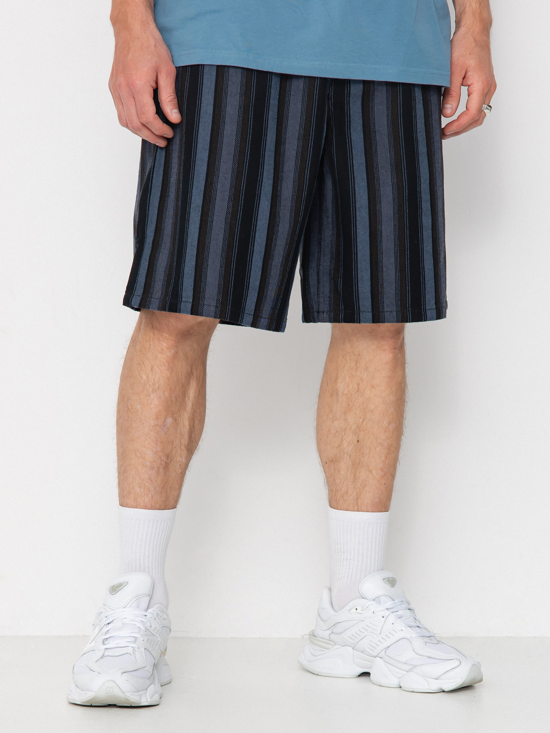 OBEY Shorts Baja Stripe Baggy Denim - black, navy blue (black multi)