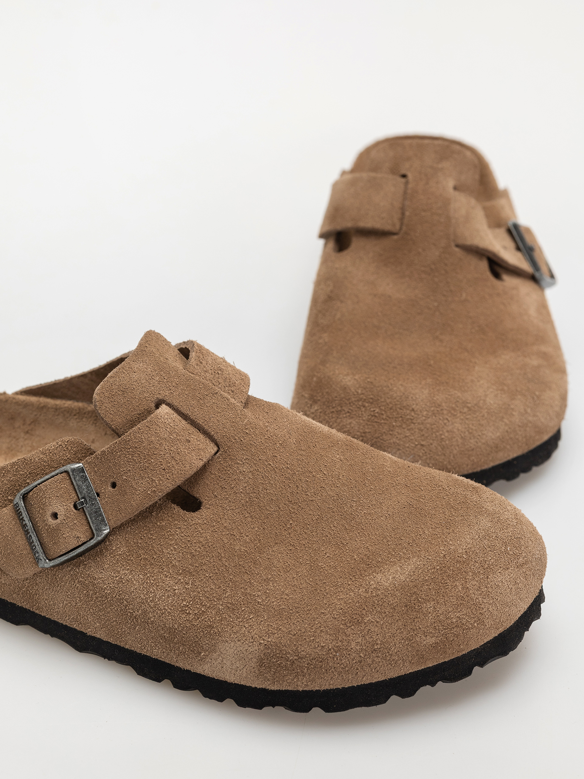 Birkenstock Boston SFB Suede Leather Regular Flip-flops (dark tea)
