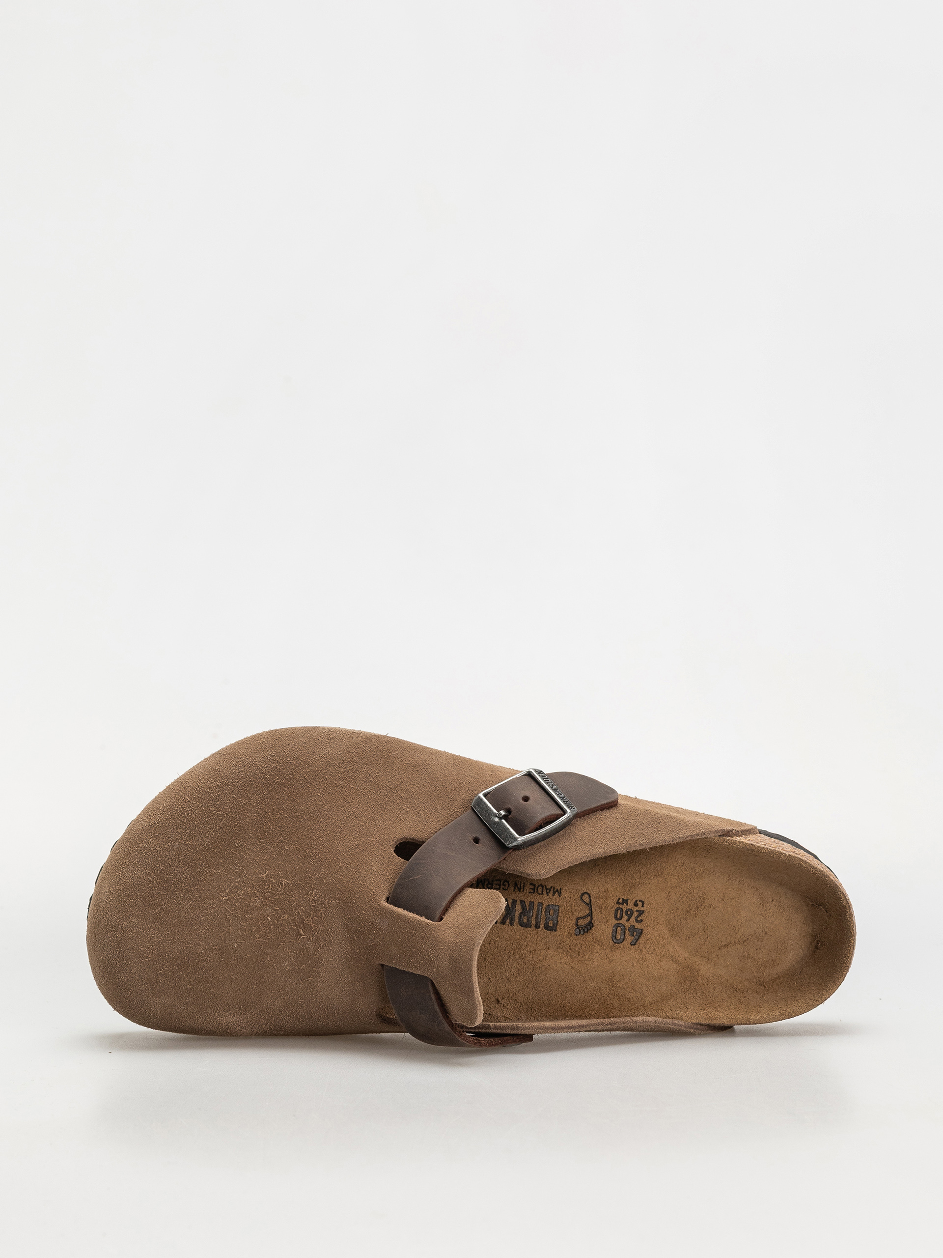 Birkenstock Boston Suede & Oiled Leather Regular Flip Flops (dark tea)