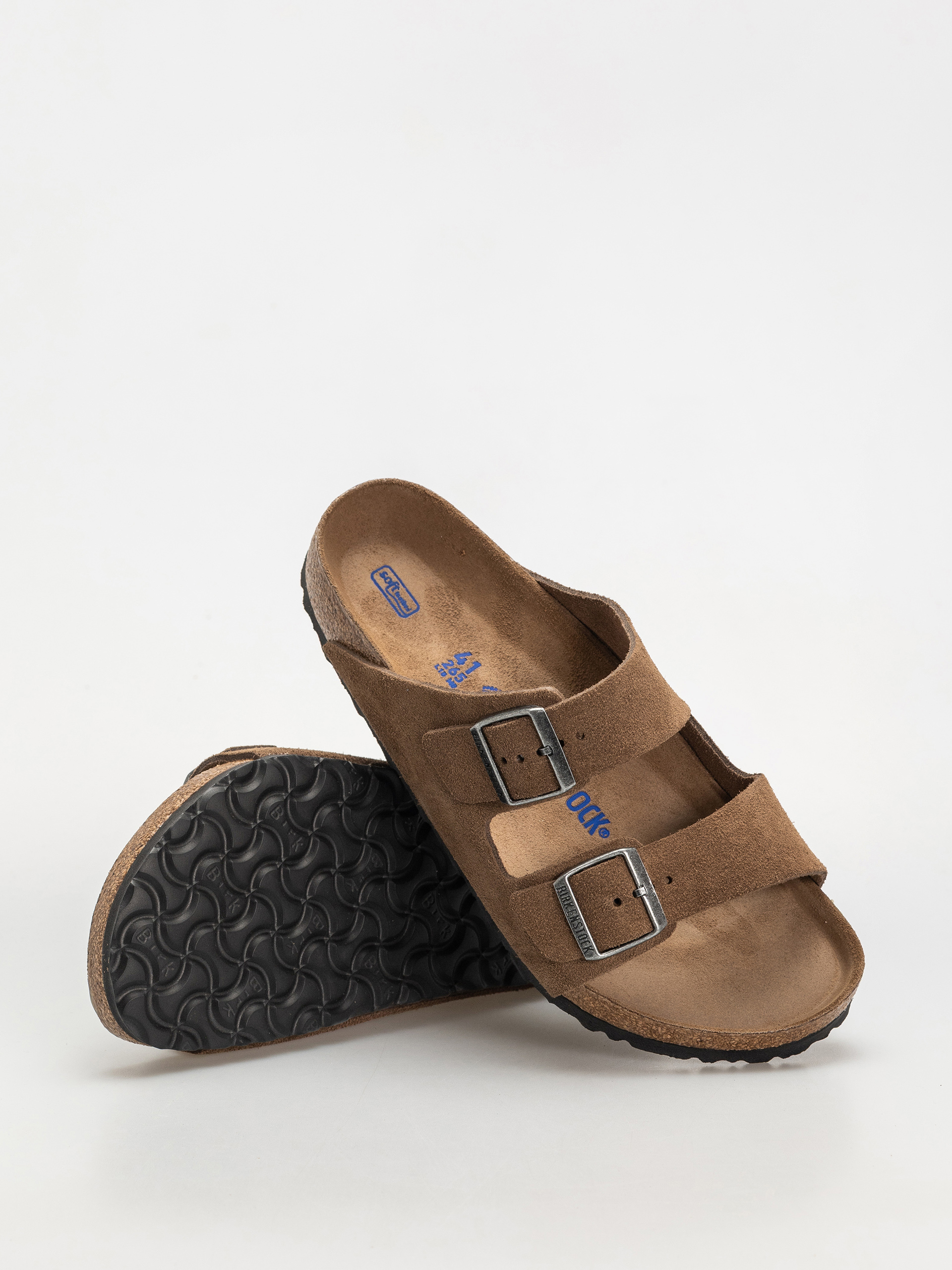 Birkenstock Arizona Suede Leather Regular Flip-flops (dark tea)