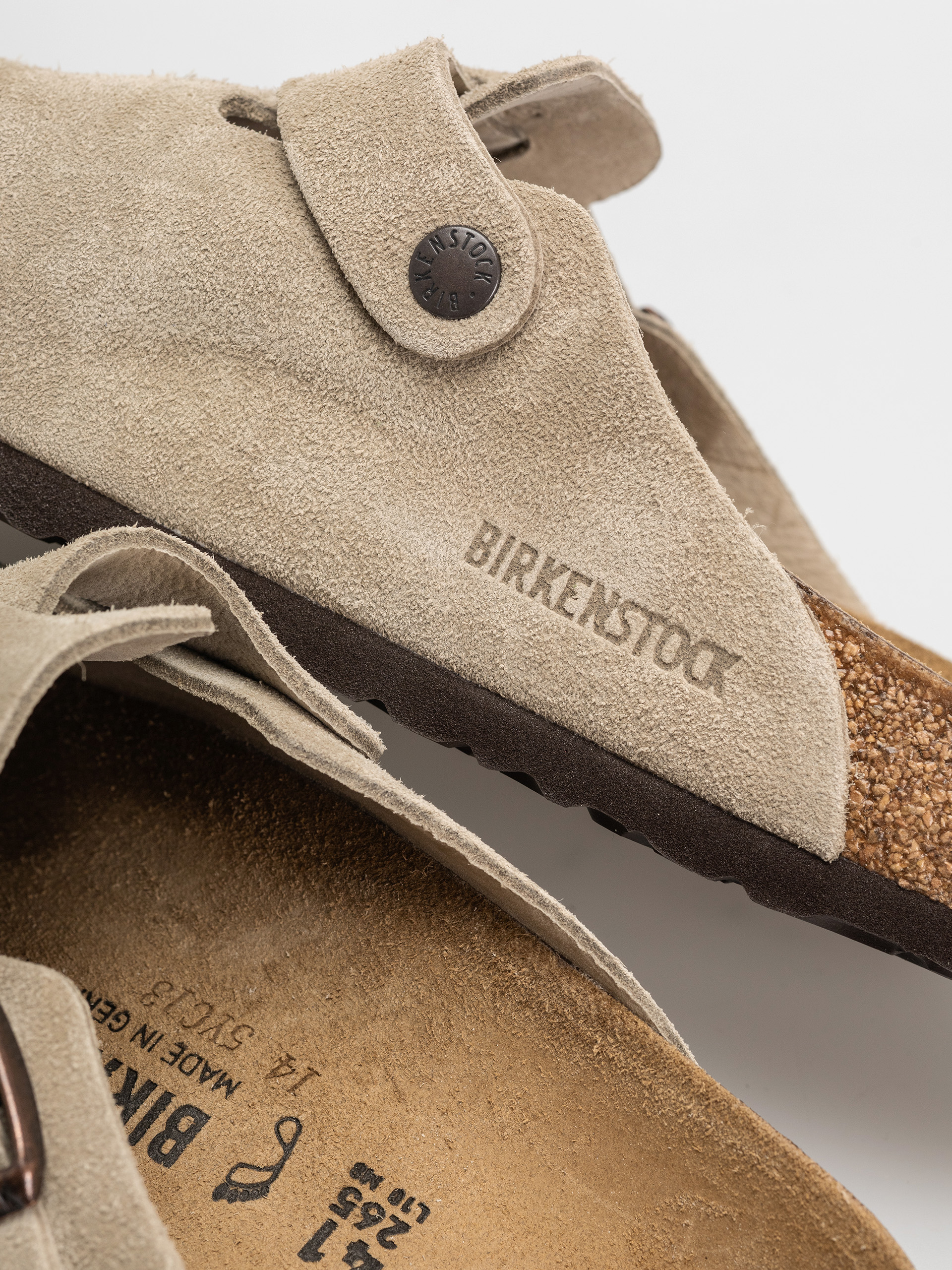 Birkenstock Flip Flops Boston Suede Leather Regular (taupe)