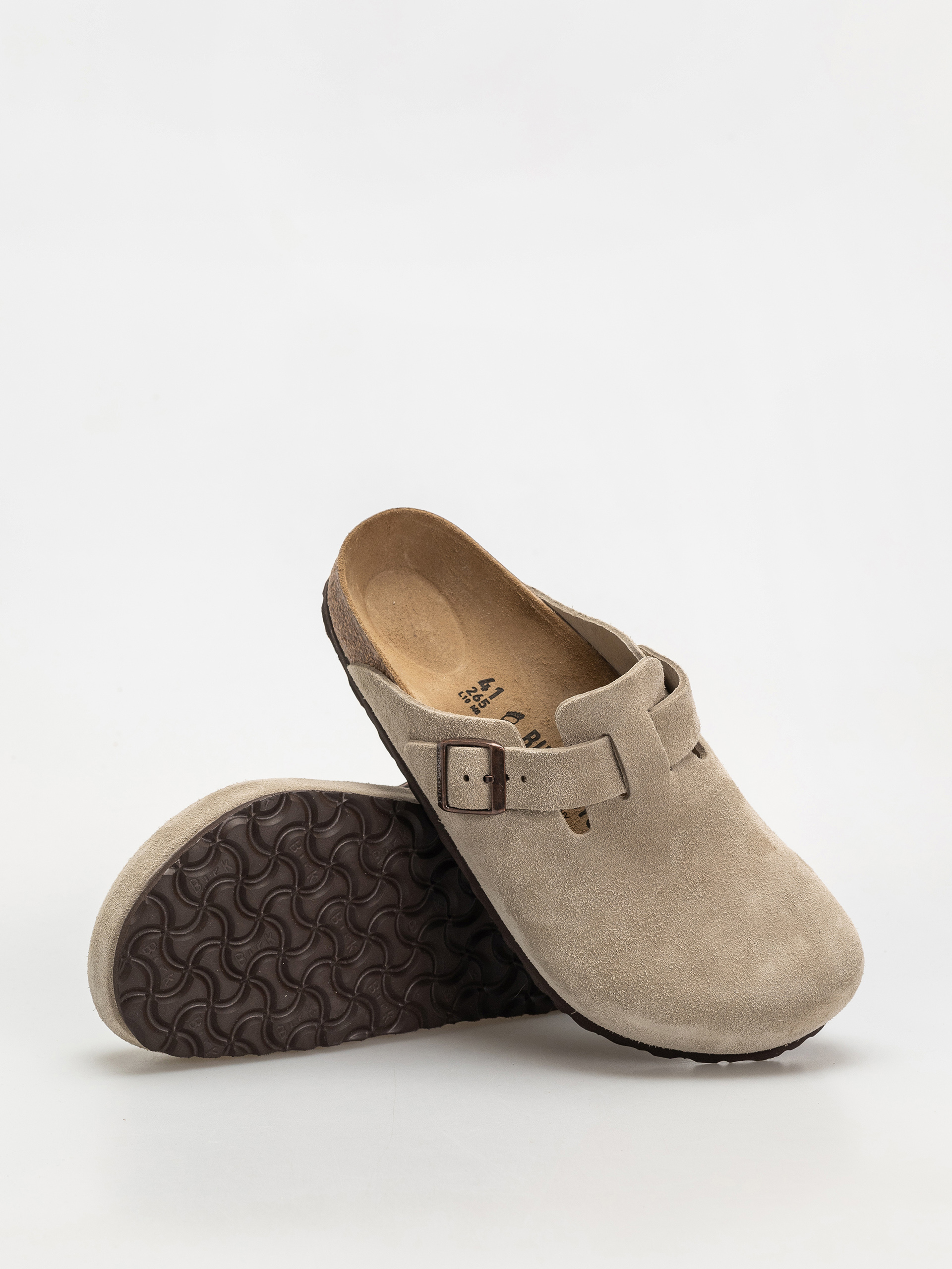 Birkenstock Flip-flops Boston Suede Leather Regular (taupe)