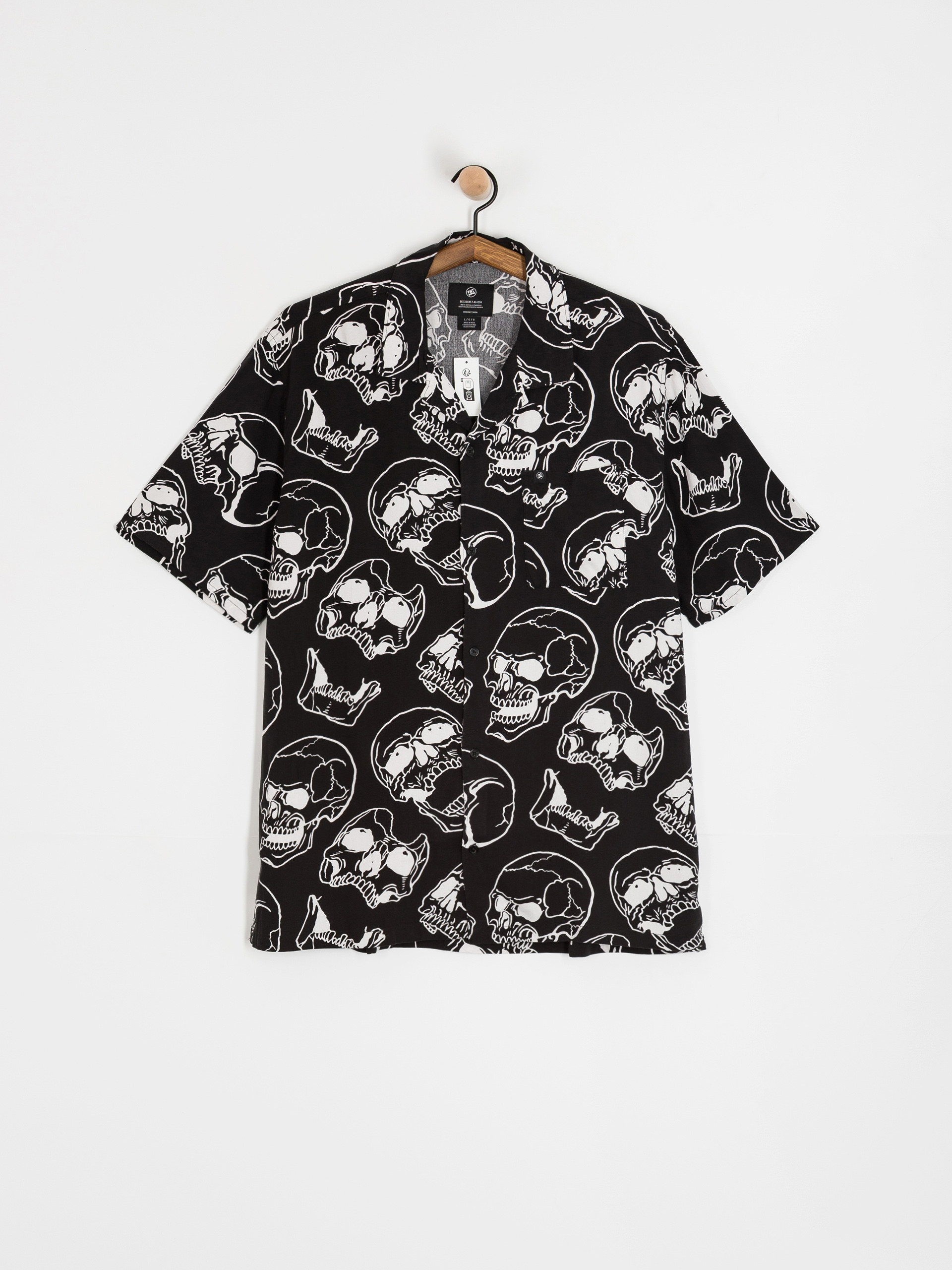 DC Fracture Ss Button Up Hemd (black skully print)