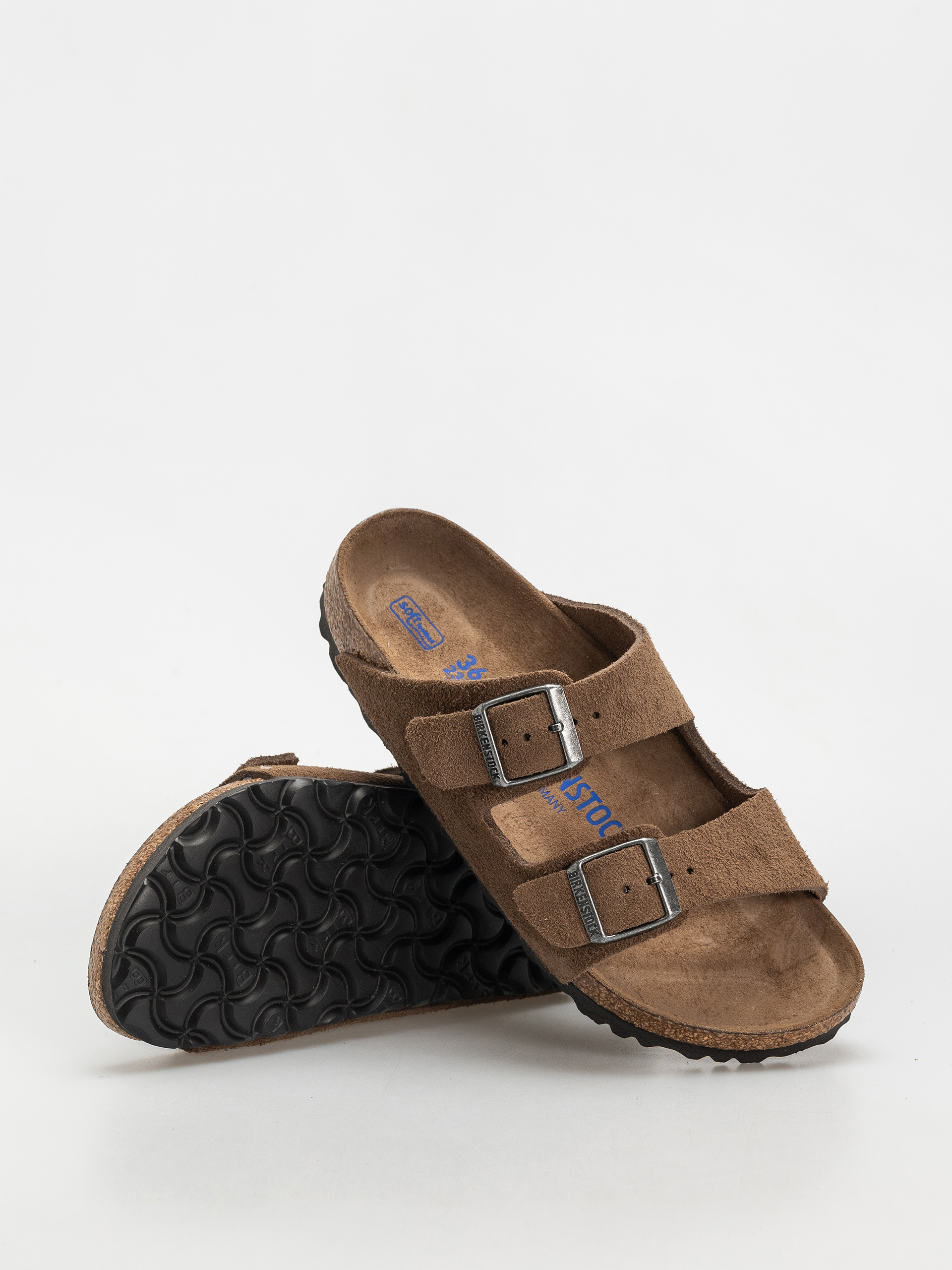 Birkenstock Arizona Suede Leather Narrow Wmn Flip Flops (dark tea)