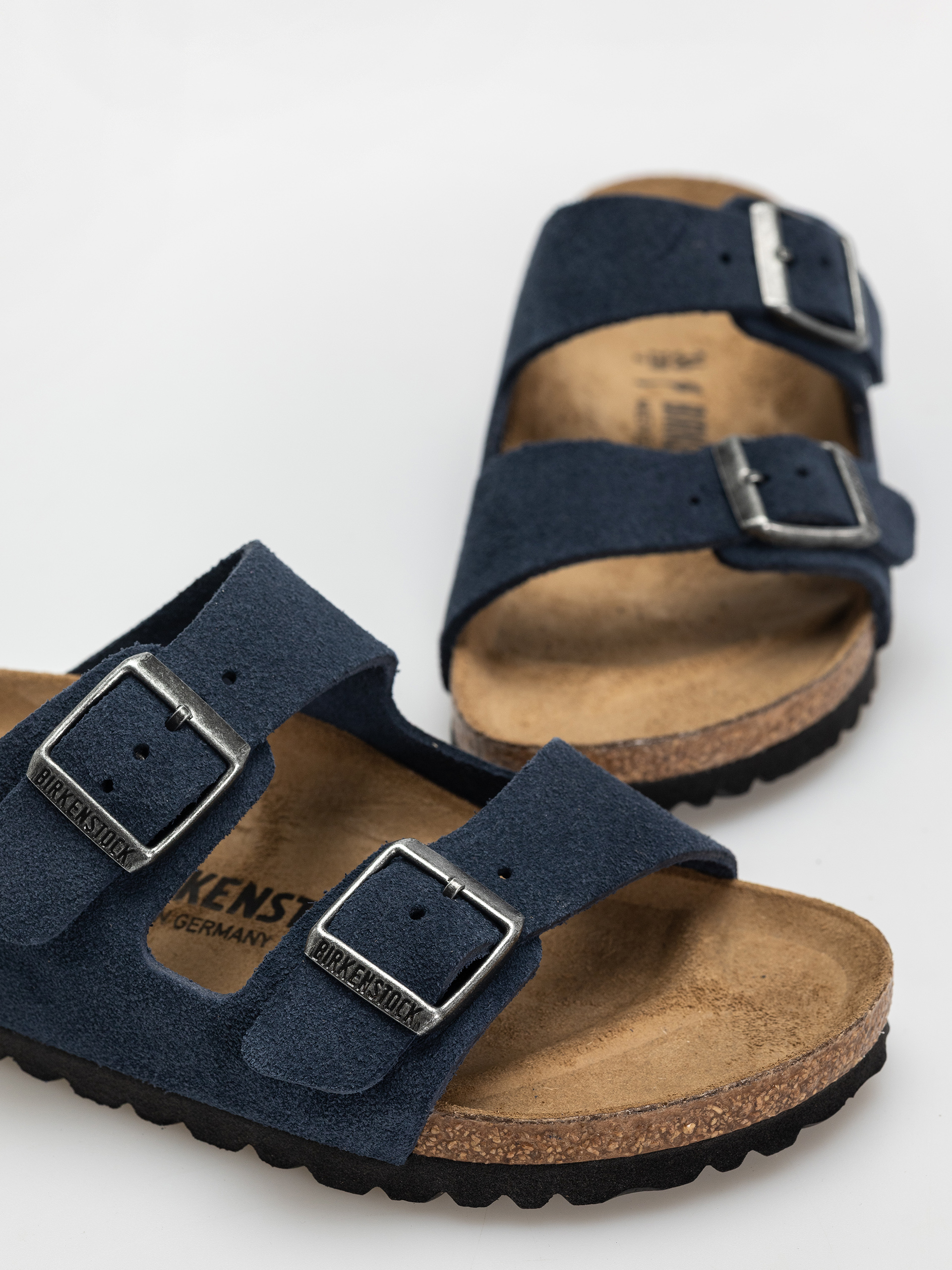 Birkenstock Arizona Suede Leather Narrow Wmn Flip Flops (new navy)