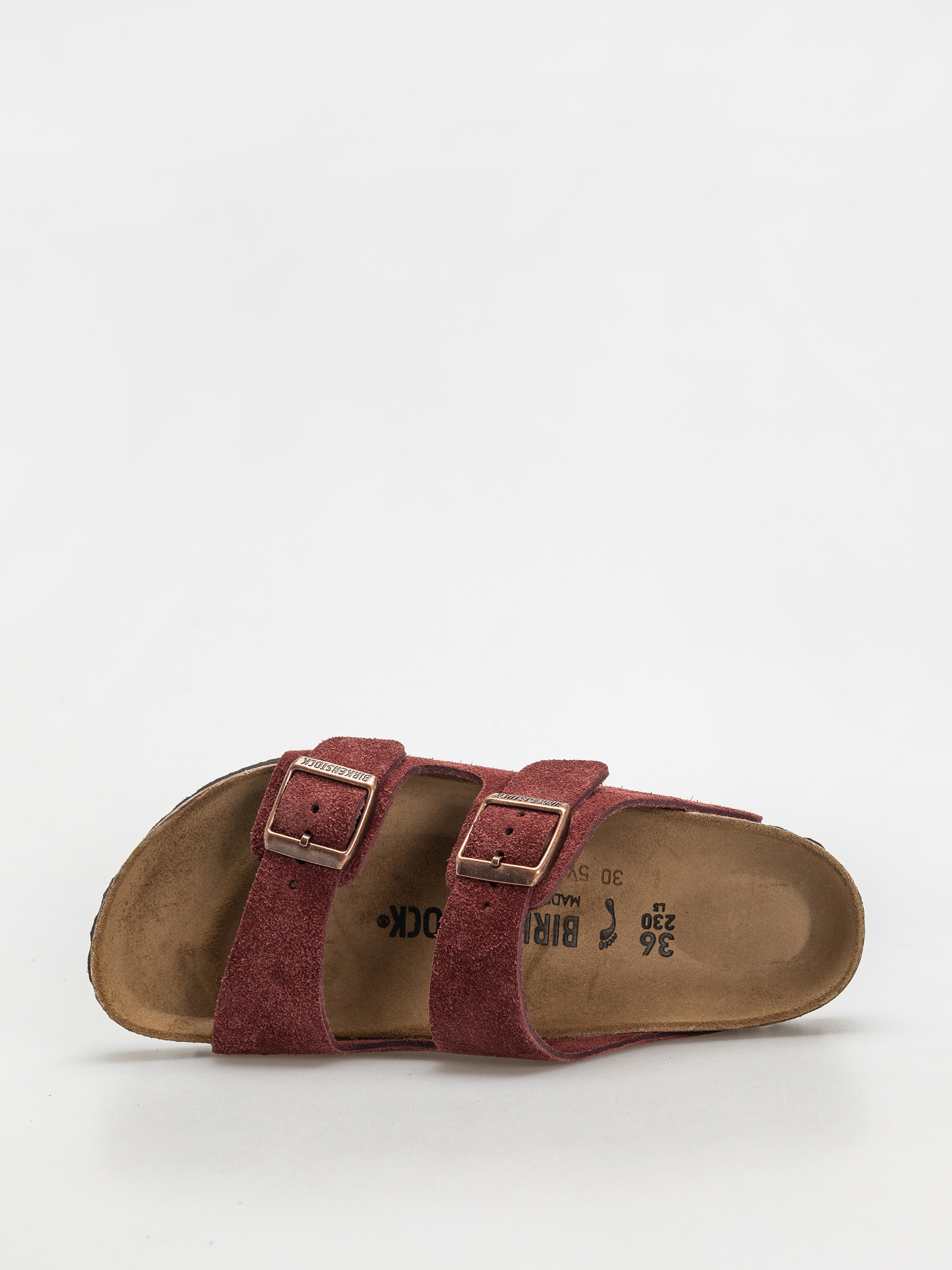 Birkenstock Arizona Suede Leather Narrow Wmn Flip Flops (zinfandel)