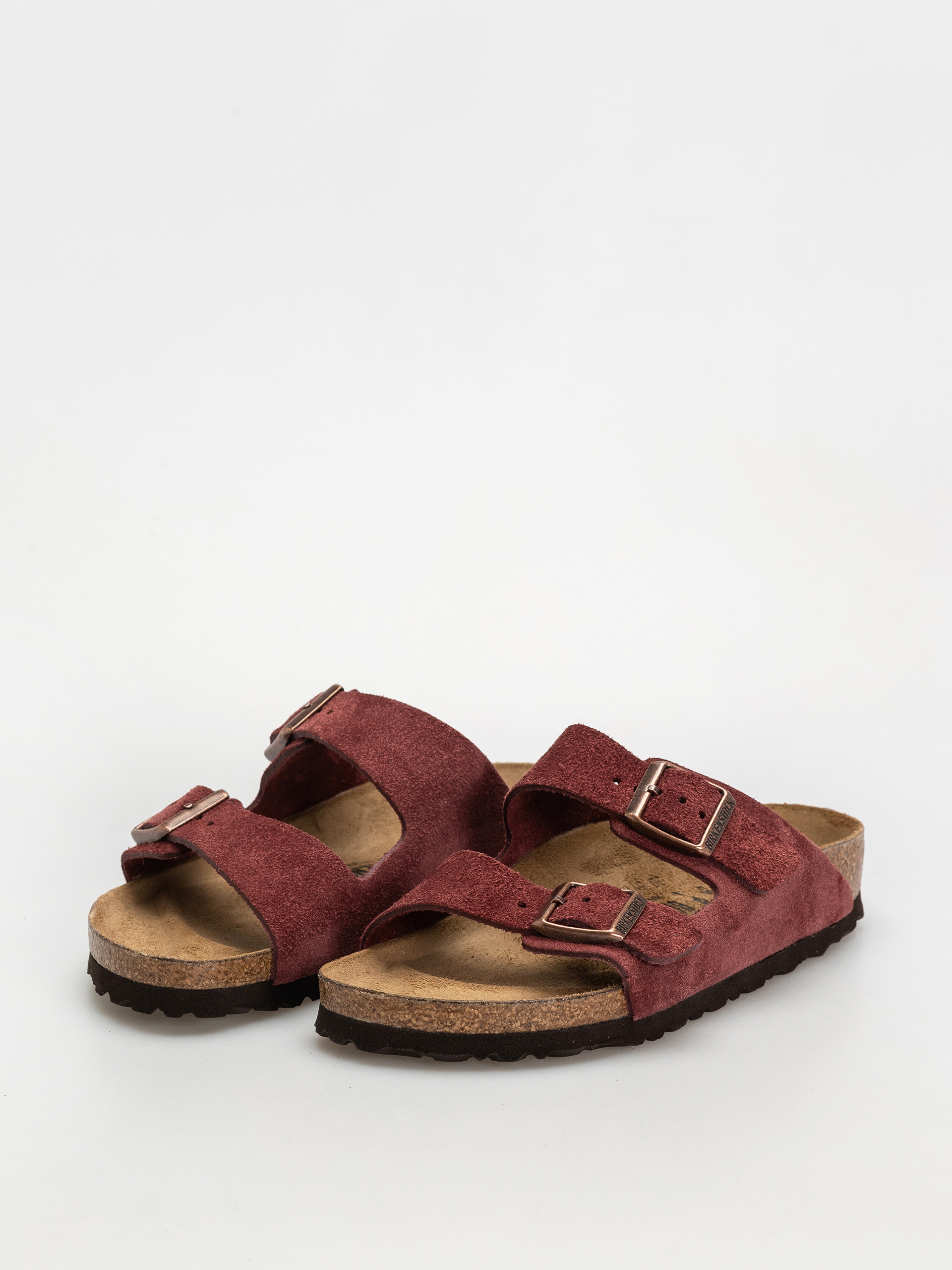 Birkenstock Arizona Suede Leather Narrow Wmn Flip Flops (zinfandel)