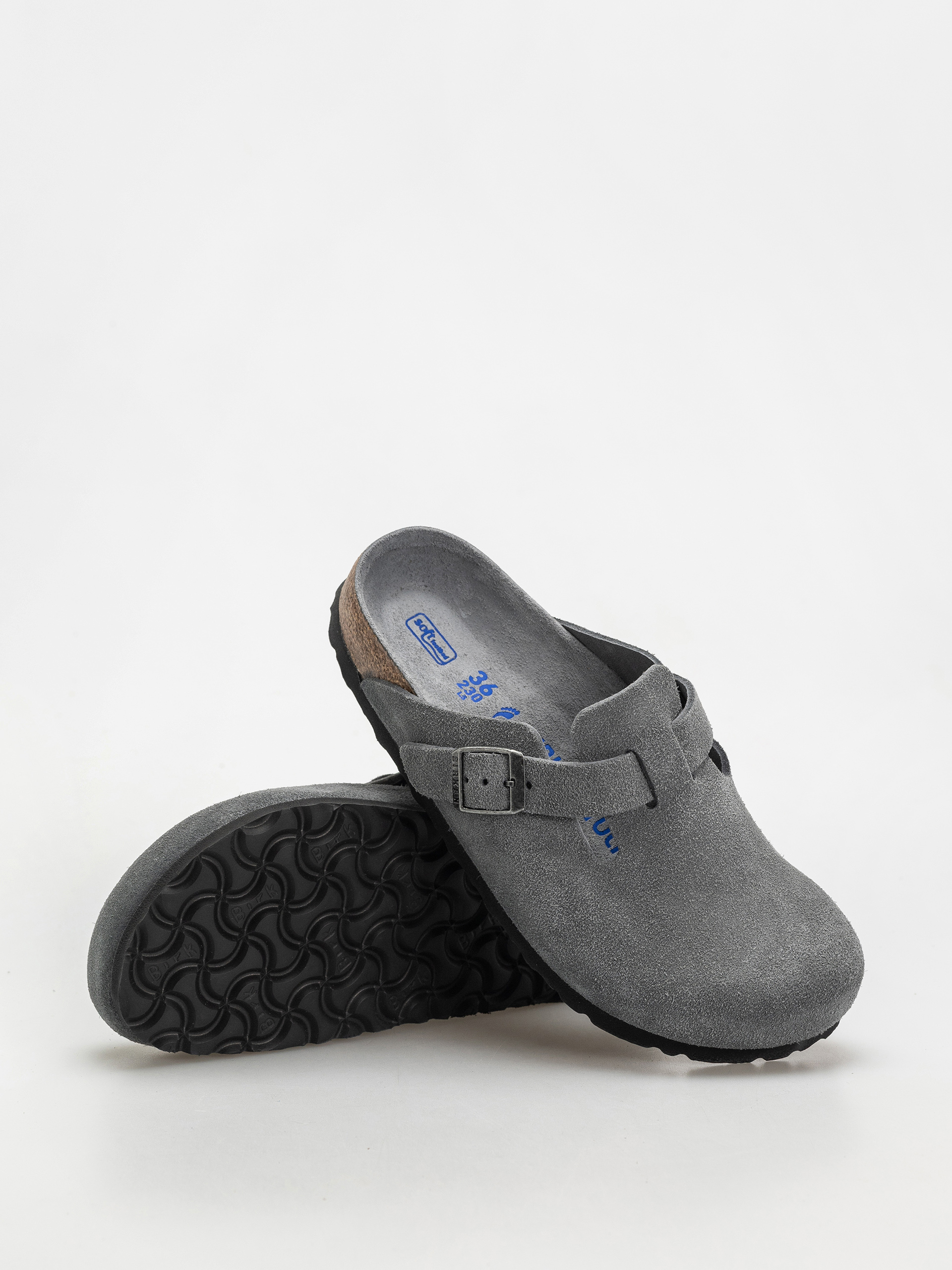 Birkenstock Boston SFB Suede Leather Narrow Wmn Flip-flops (basalt gray)