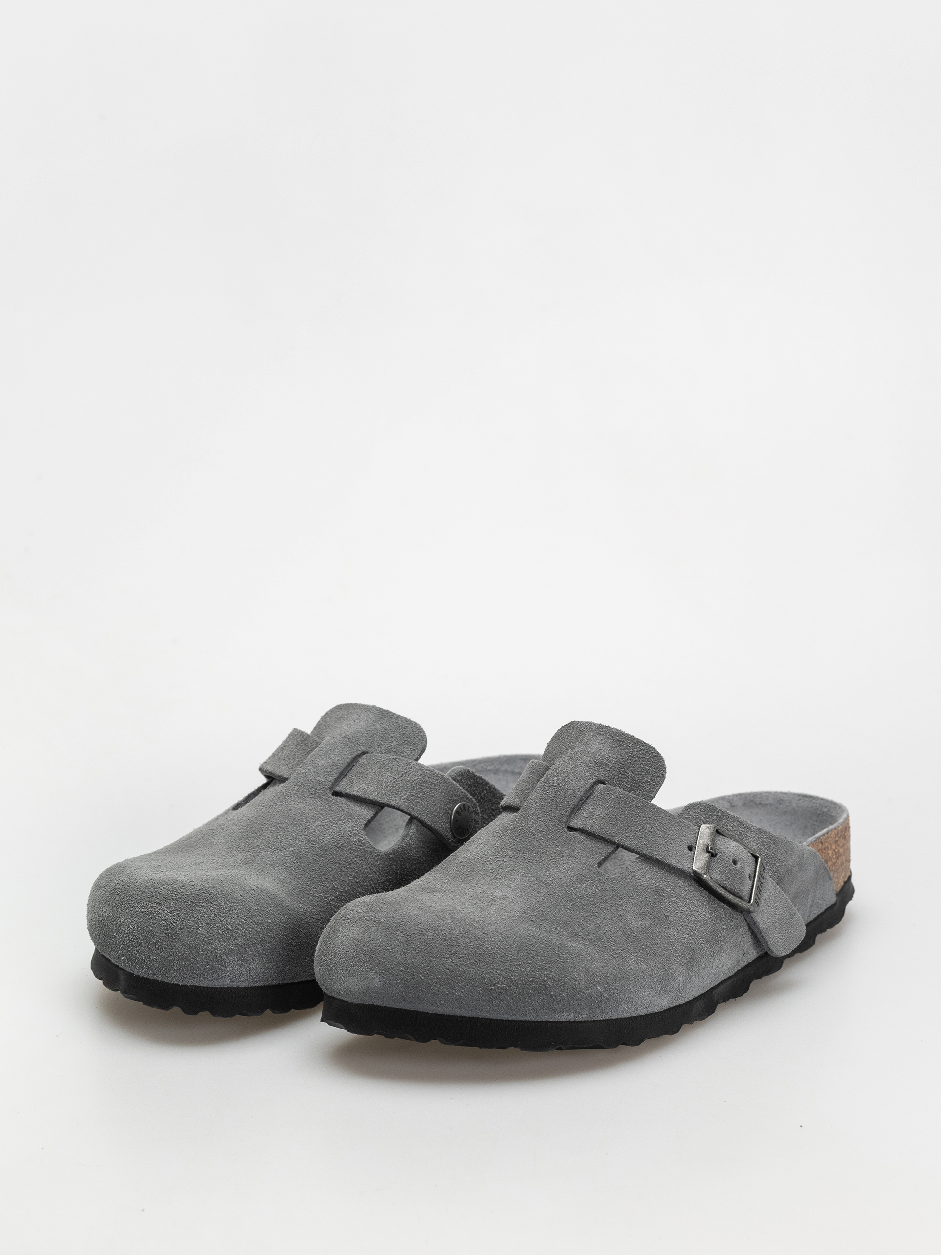 Birkenstock Boston SFB Suede Leather Narrow Wmn Flip-flops - grey
