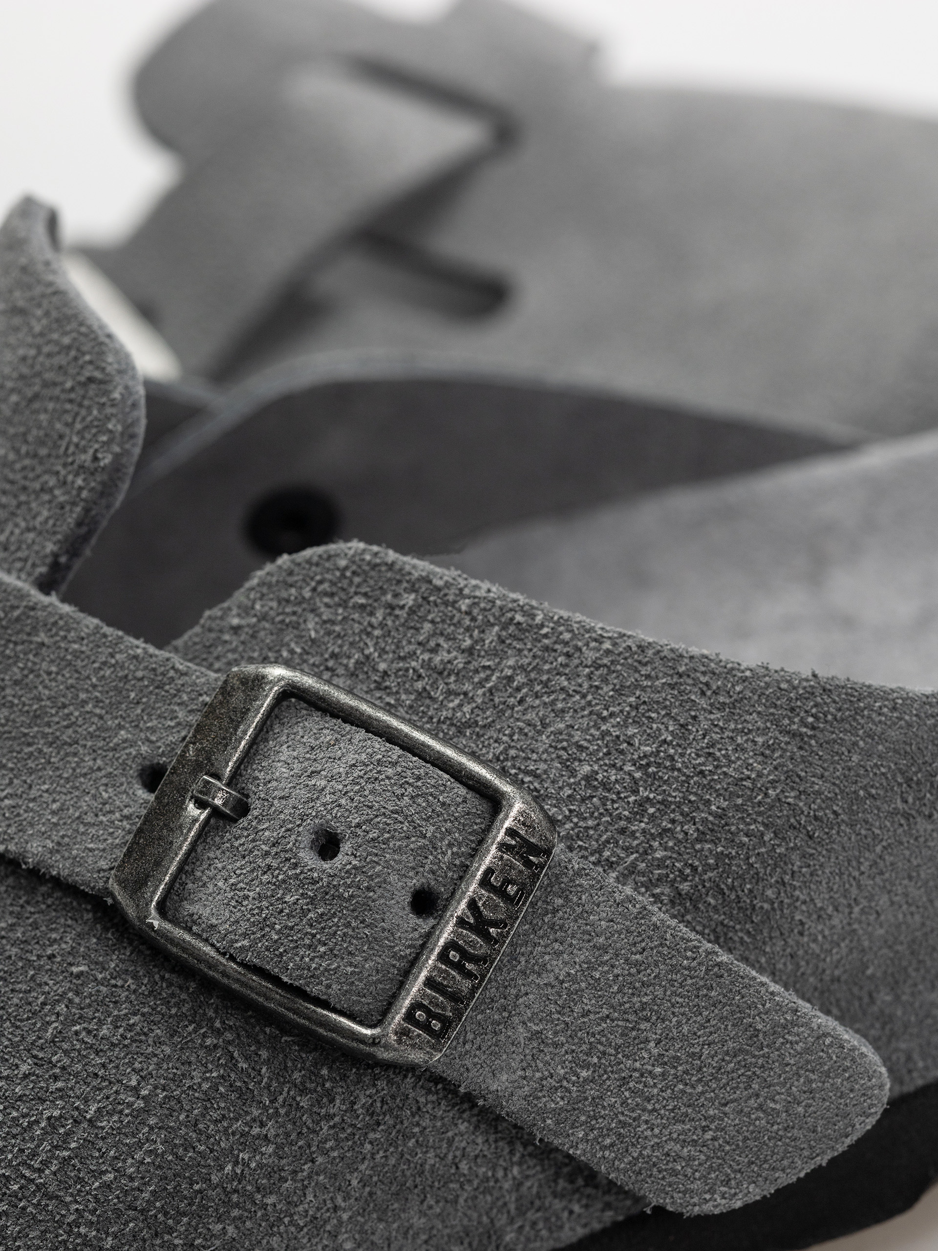 Birkenstock Boston SFB Suede Leather Narrow Wmn Flip-flops (basalt gray)