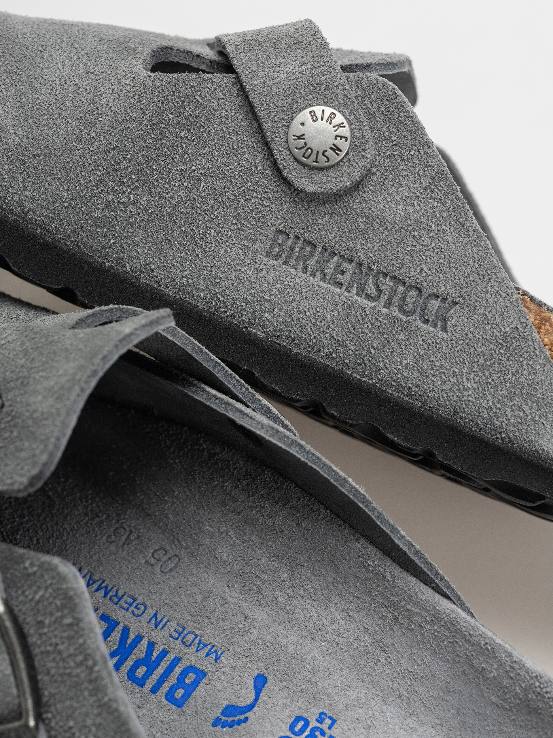 Birkenstock Boston SFB Suede Leather Narrow Wmn Flip-flops (basalt gray)