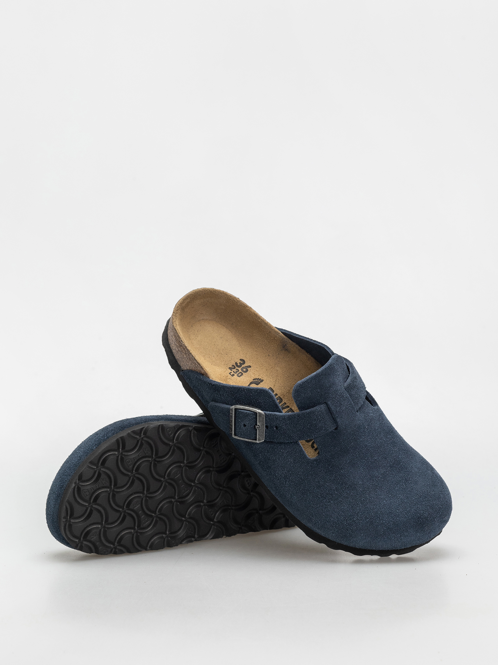 Birkenstock Boston Suede Leather Narrow Wmn Flip-flops - navy blue