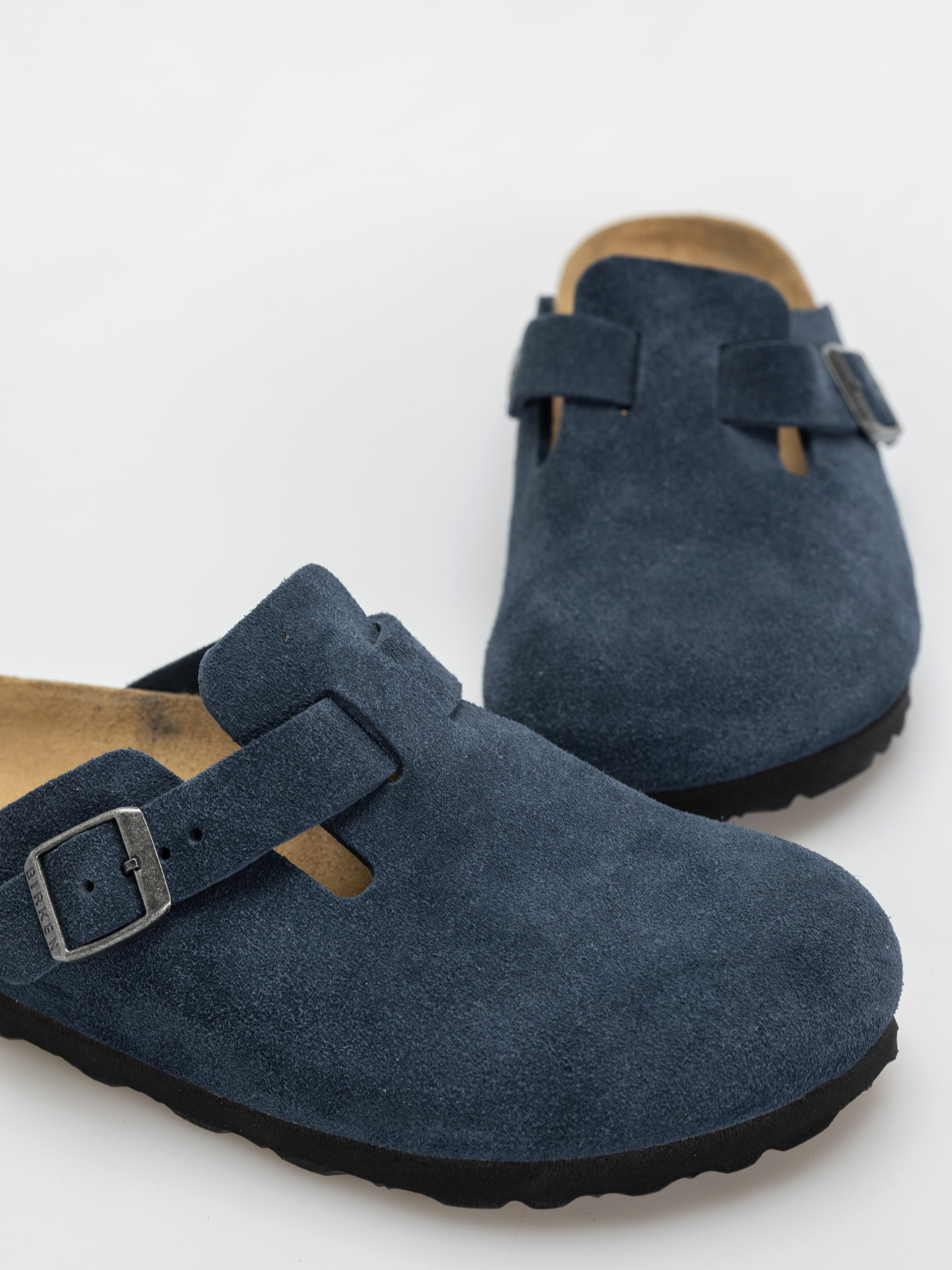 Birkenstock Boston Suede Leather Narrow Wmn Flip-flops - navy blue