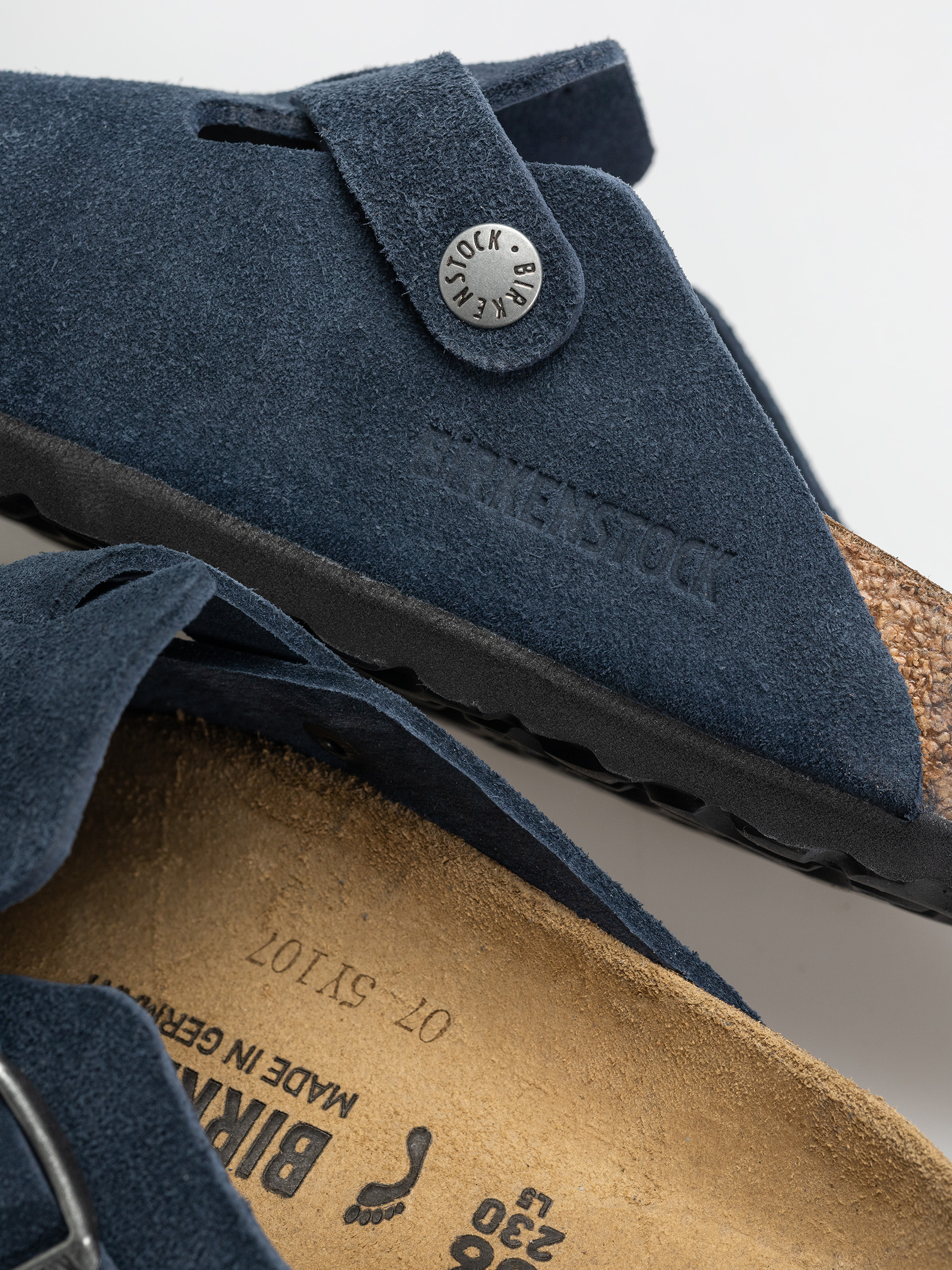 Birkenstock Boston Suede Leather Narrow Wmn Flip-flops - navy blue
