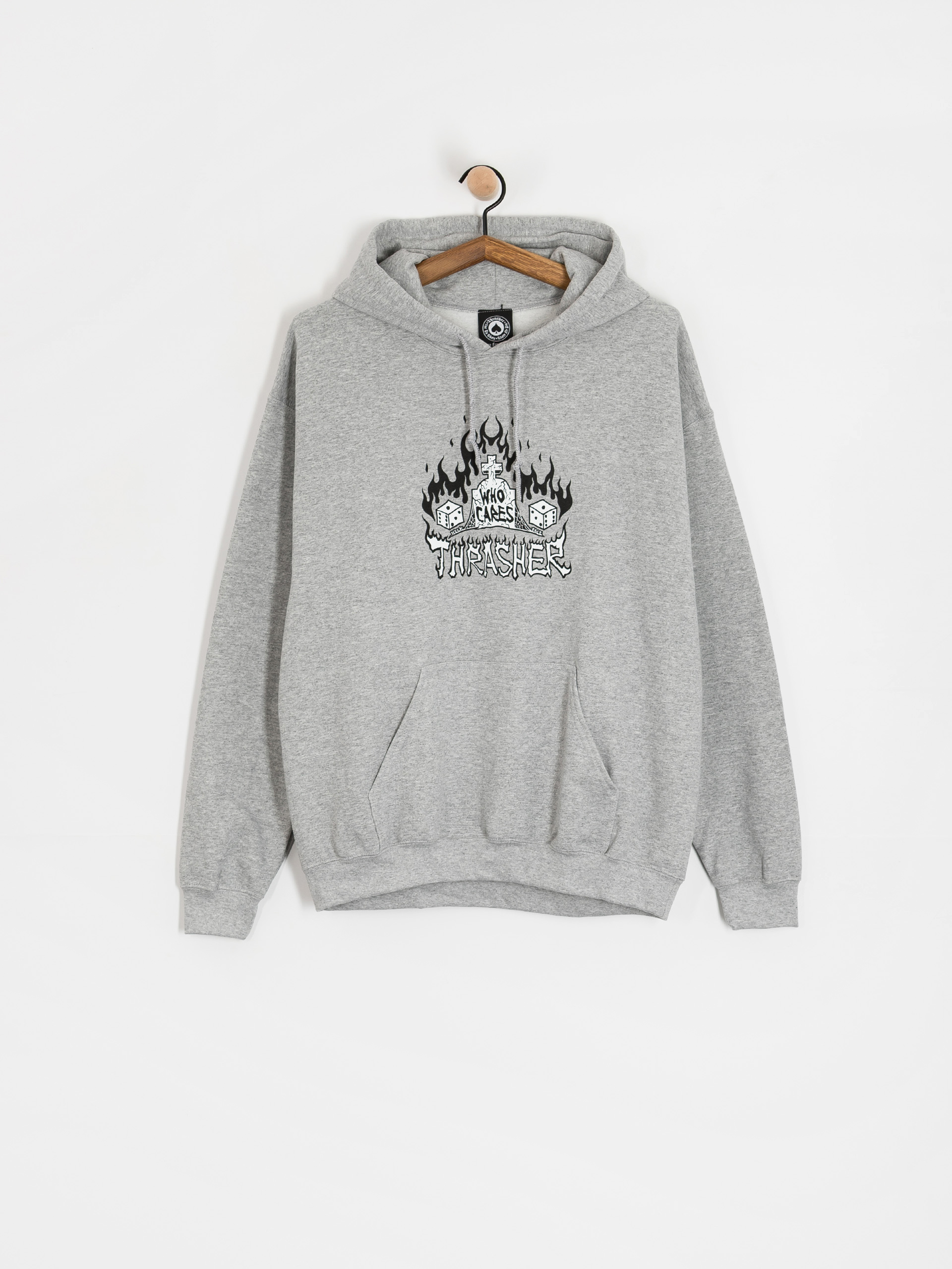 Thrasher Who Cares By Neckface HD Hoodie (grey)