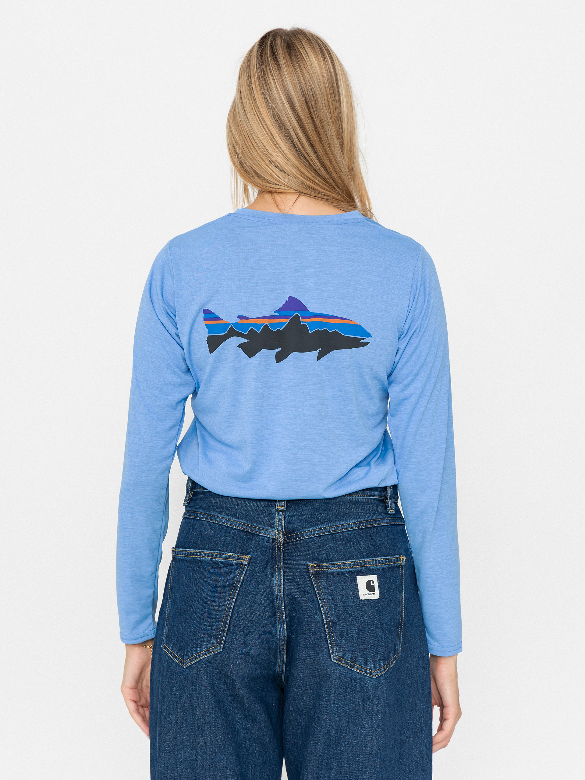 Patagonia Cap Cool Daily Graphic Wmn Longsleeve (fitz roy trout/abundant blue x-dye)