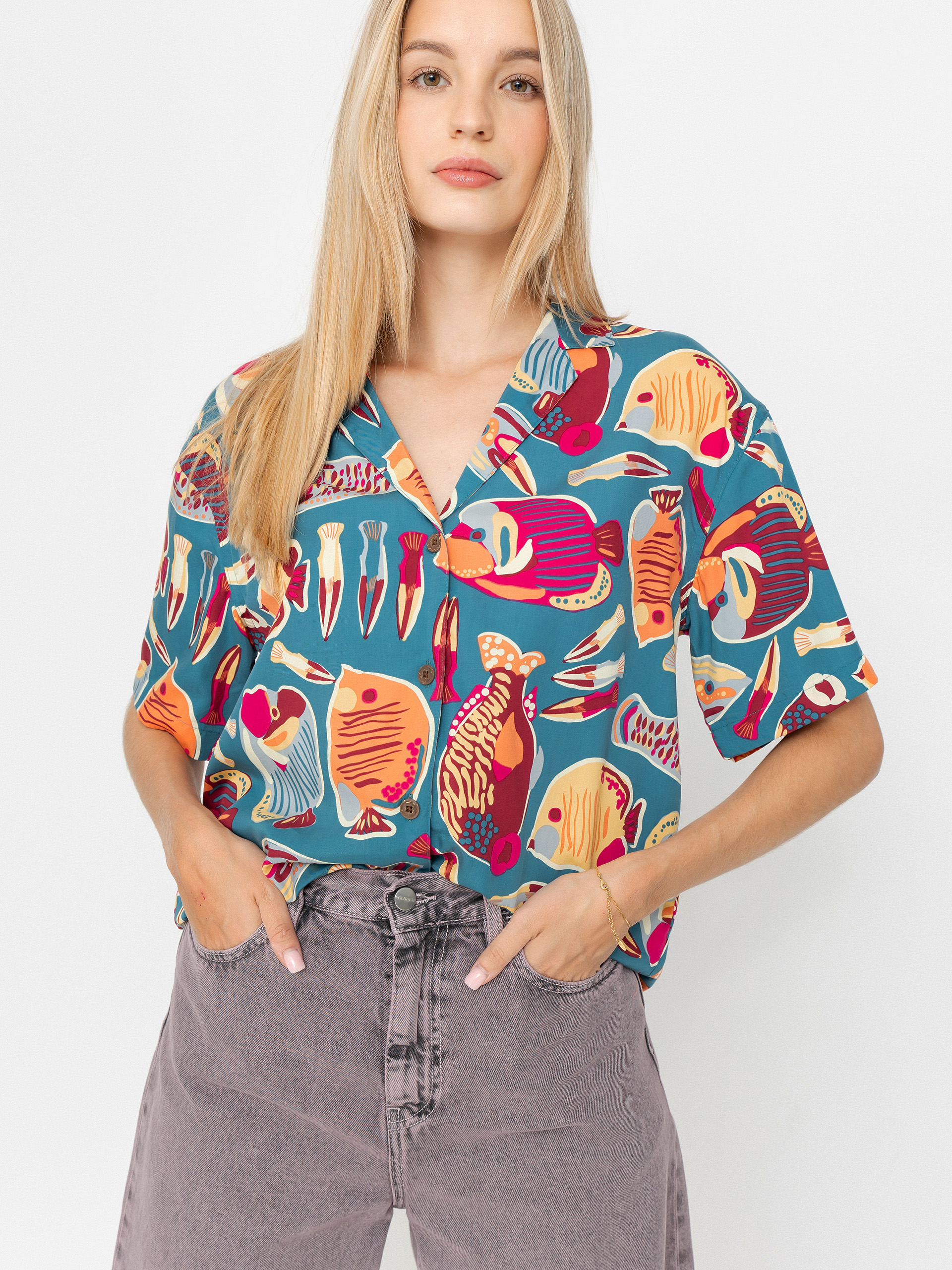 Patagonia Tidal Threads Wmn Hemd (wrasse/wetland blue)