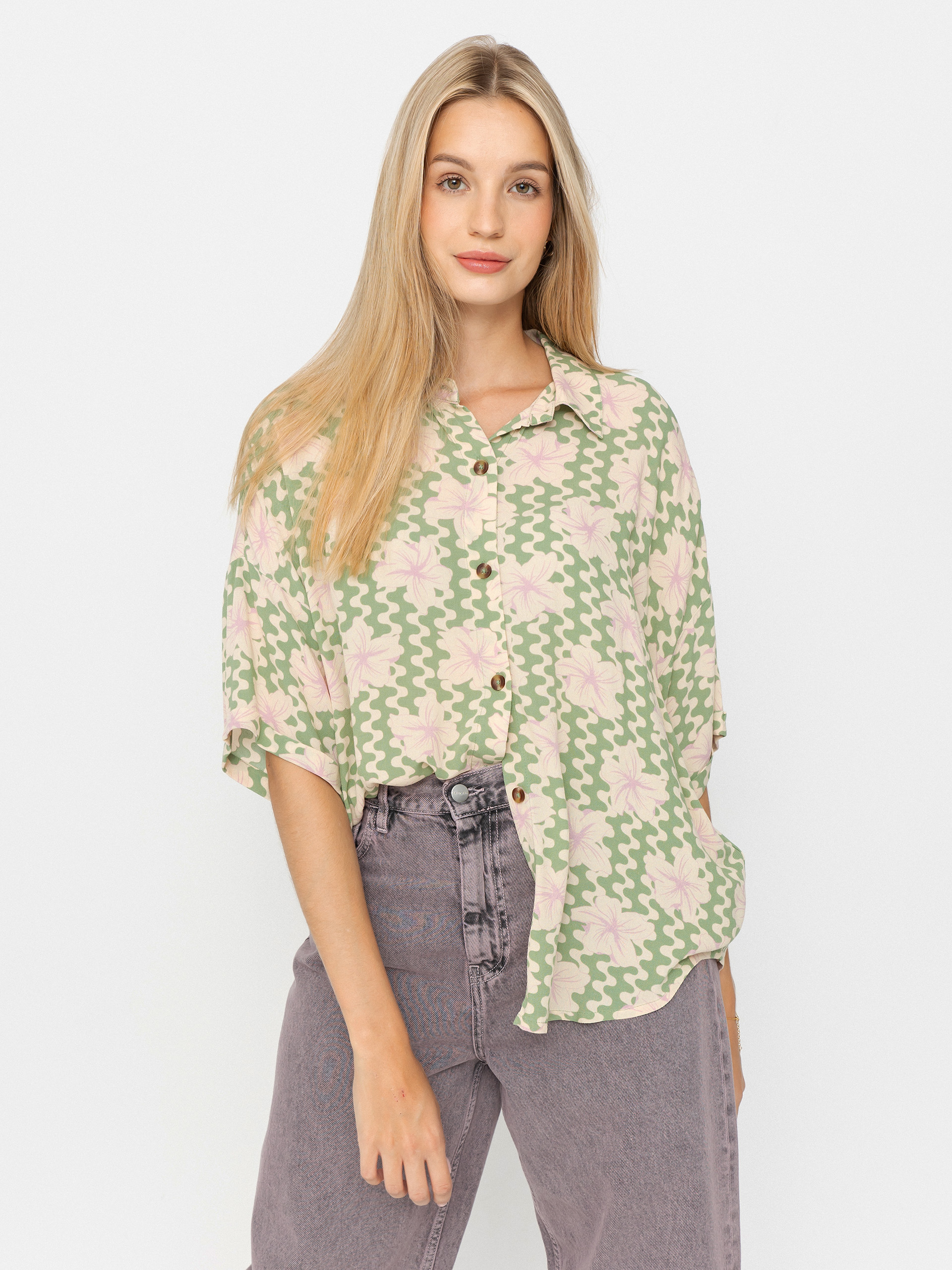 Roxy Beach Nostalgia Wmn Shirt (basil party waves yw)