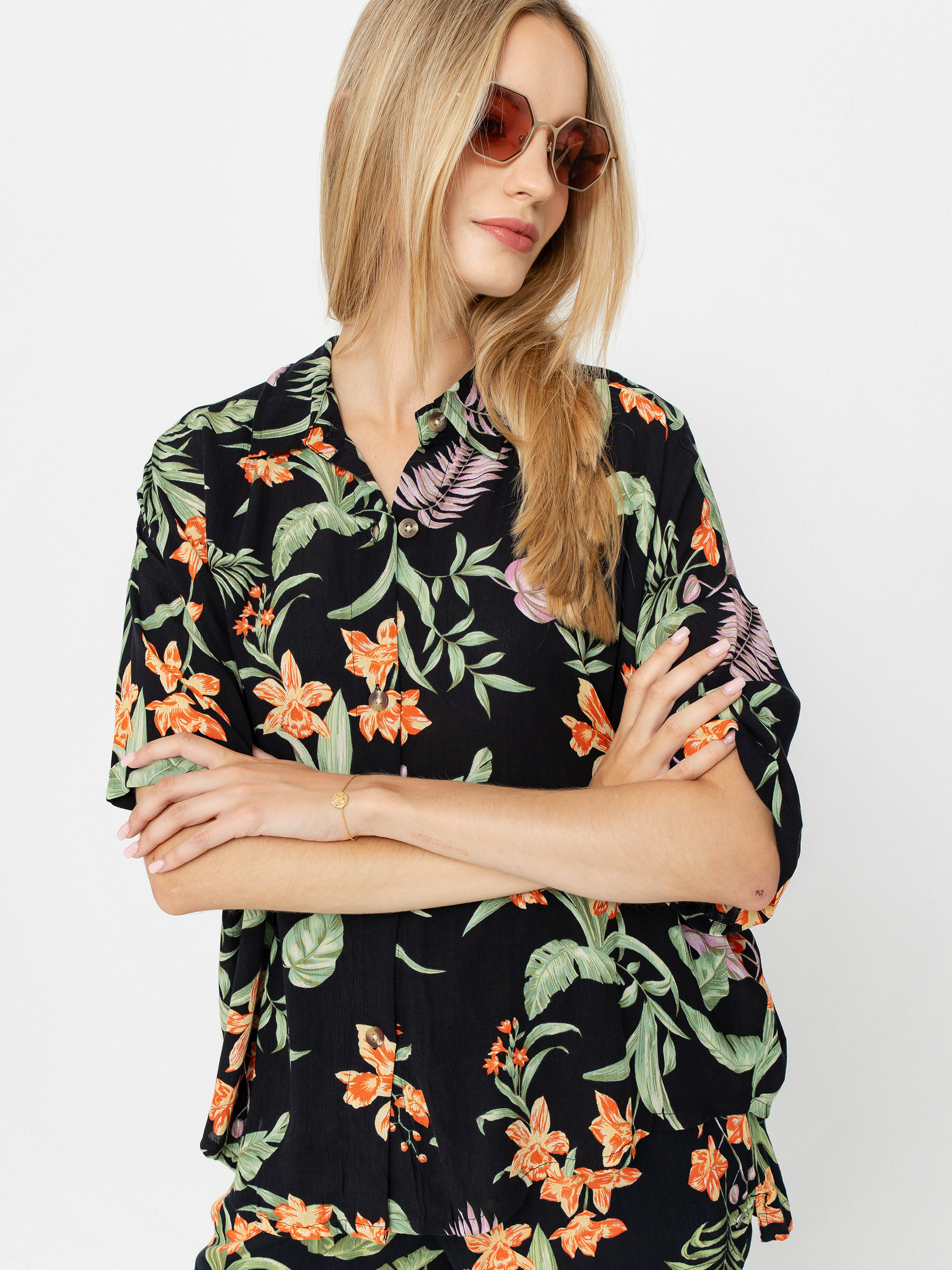 Roxy Beach Nostalgia Crinkle Hemd Wmn (anthracite island escape)