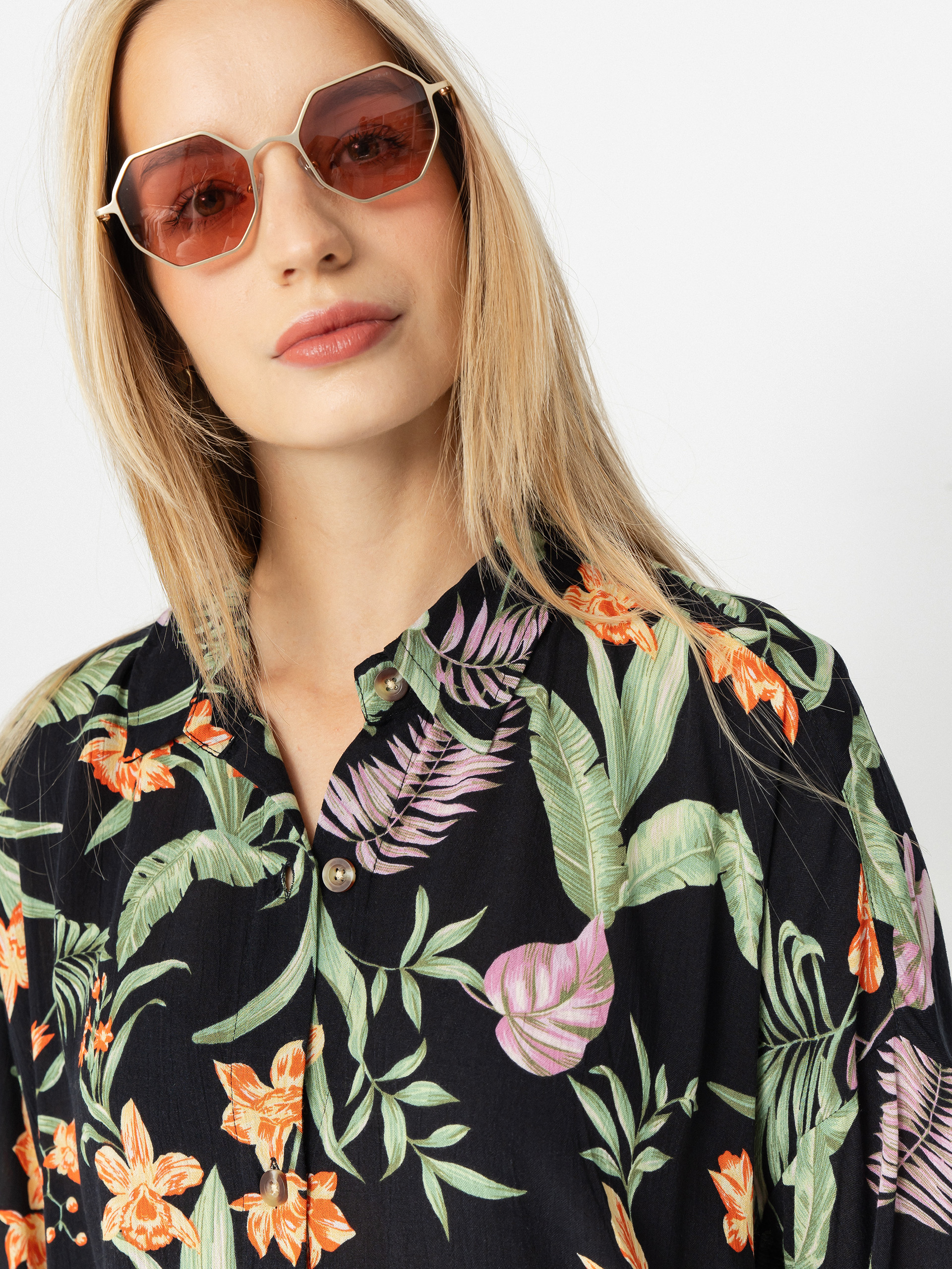 Roxy Beach Nostalgia Crinkle Shirt Wmn (anthracite island escape)