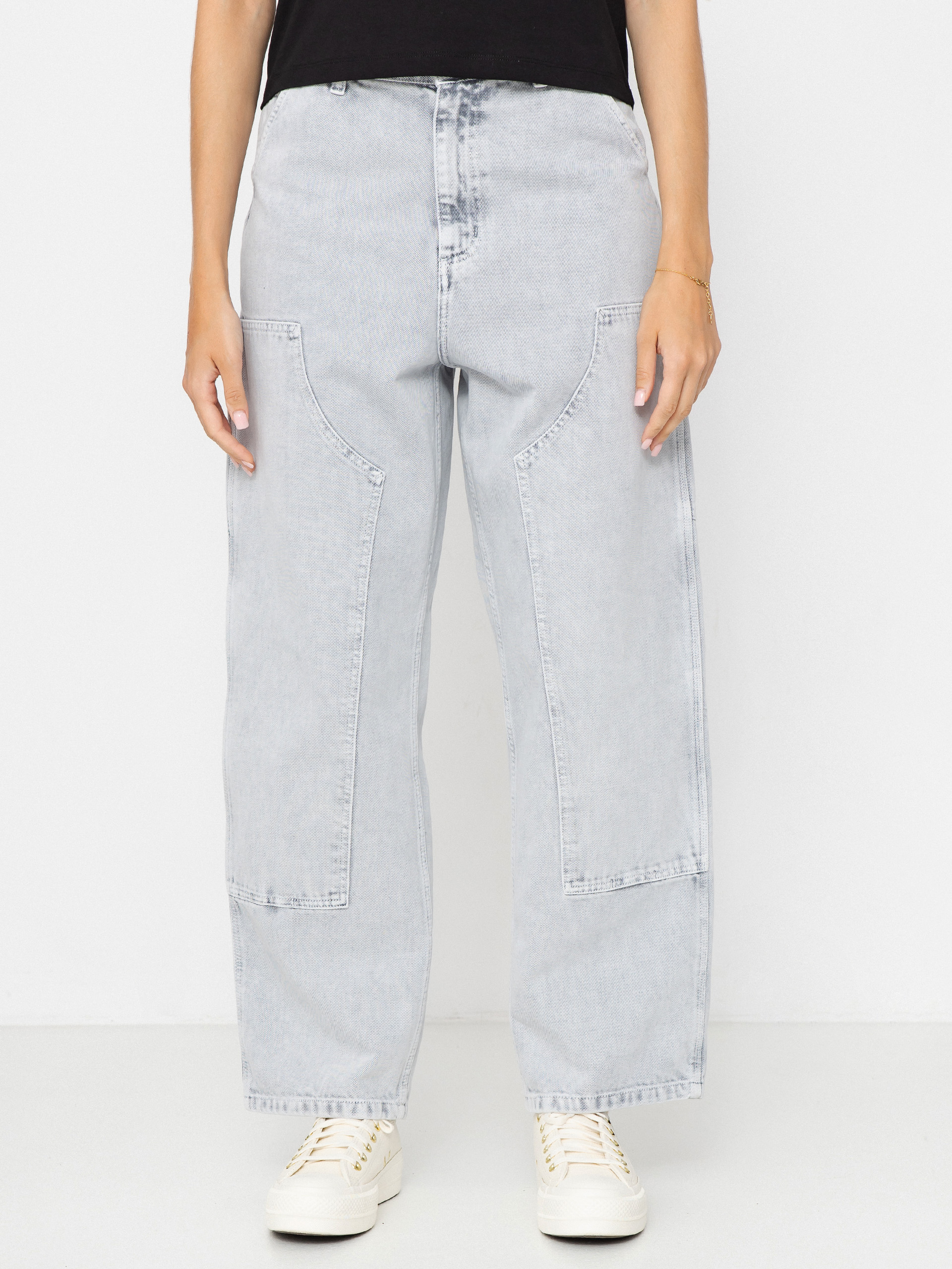 Carhartt WIP Brandon Double Knee Wmn Pants - grey (black/chalk wash)