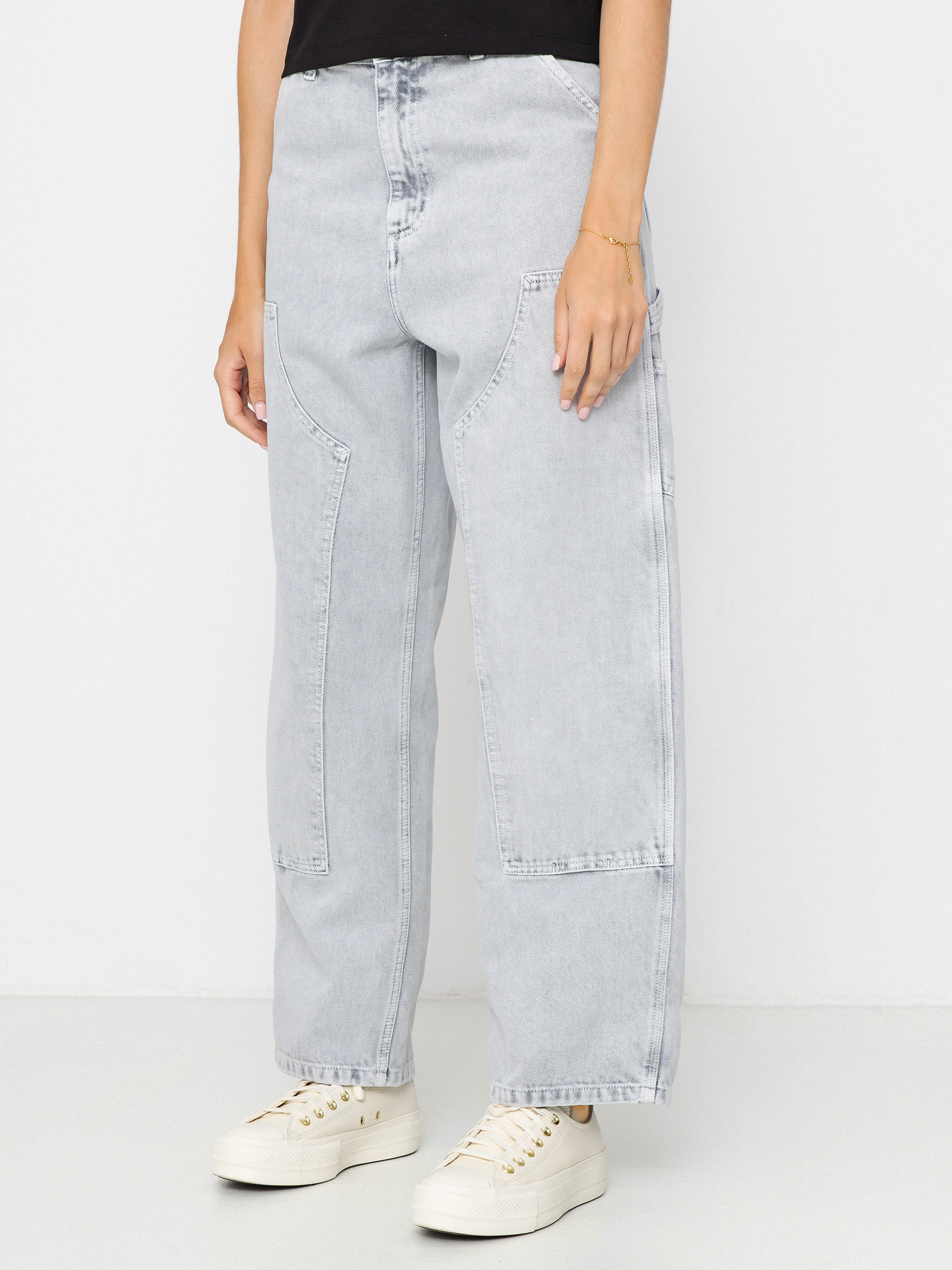 Carhartt WIP Brandon Double Knee Wmn Pants - grey (black/chalk wash)