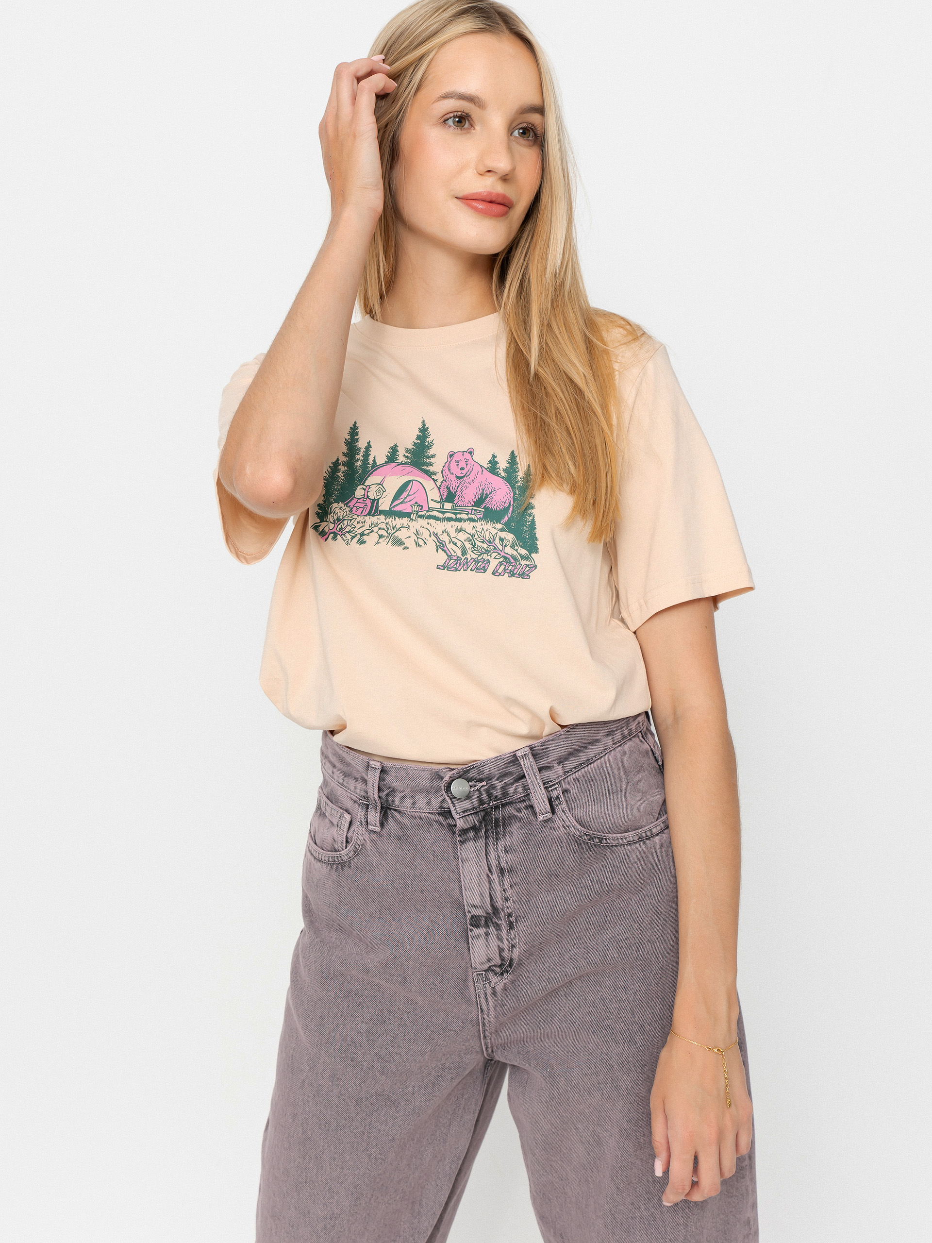 Santa Cruz Woodland Mini Strip Front Wmn T-Shirt (oat)