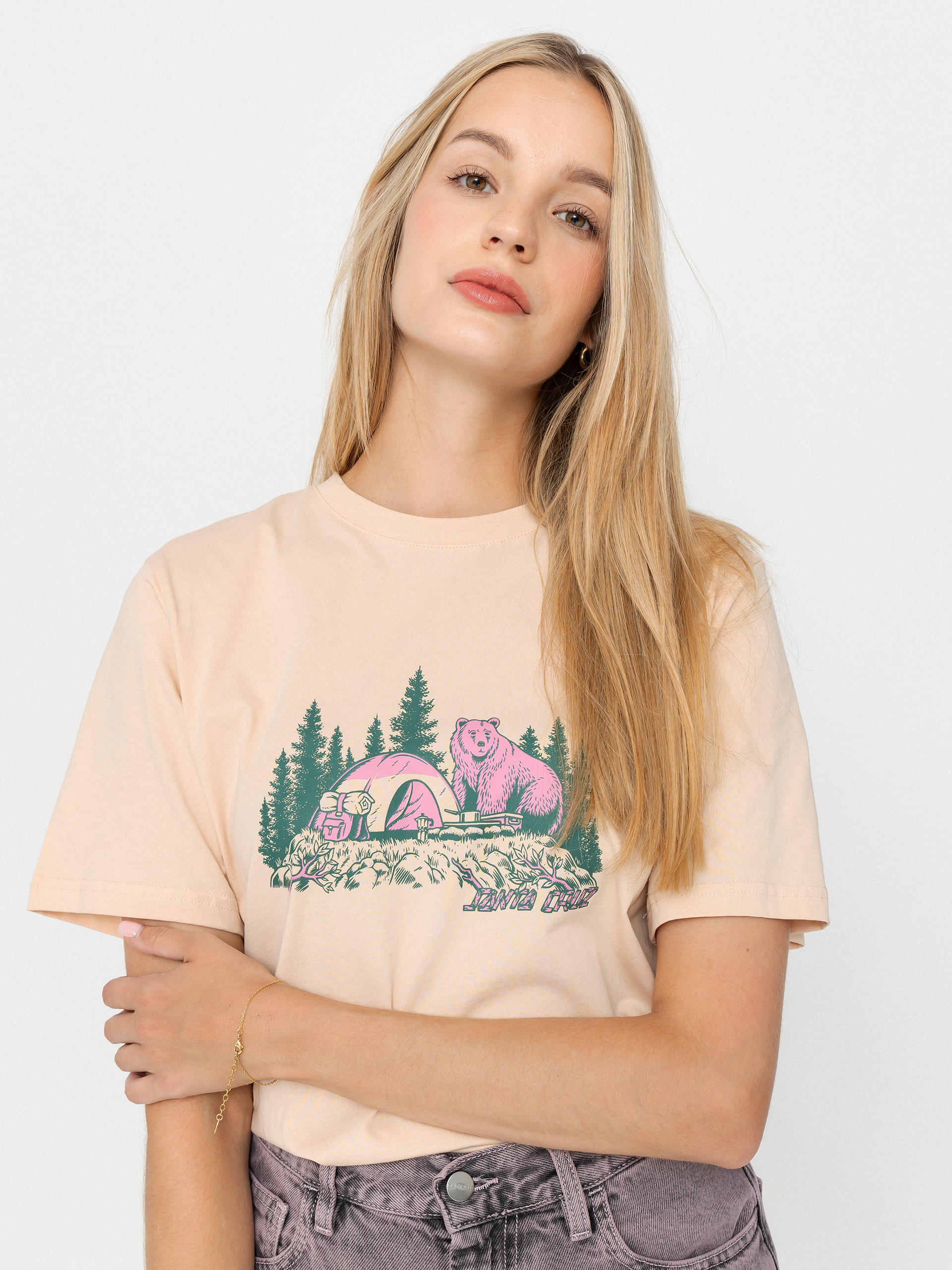 Santa Cruz Woodland Mini Strip Front Wmn T-Shirt (oat)