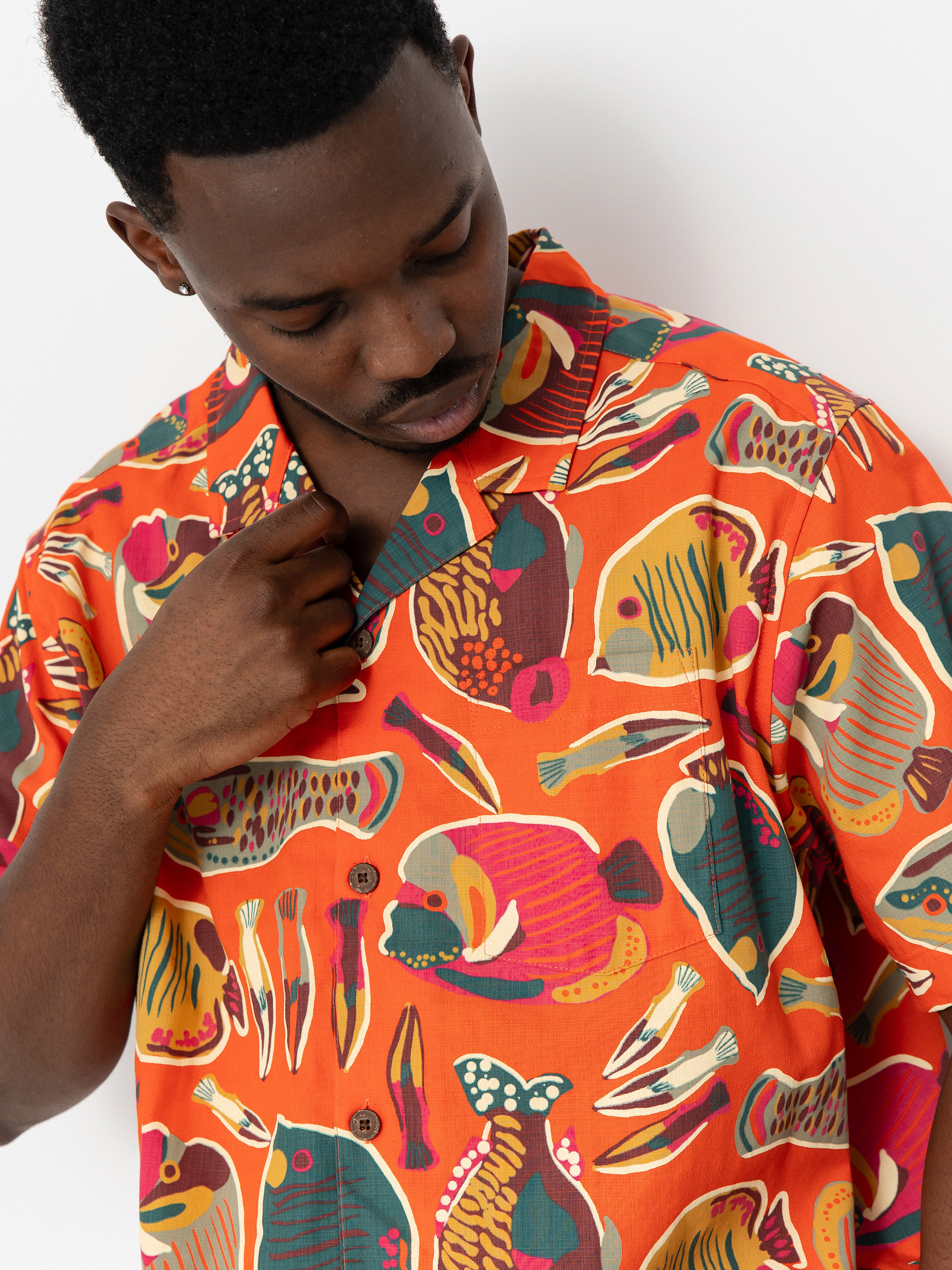 Patagonia Tidal Threads Camp Shirt (wrasse/pollinator orange)