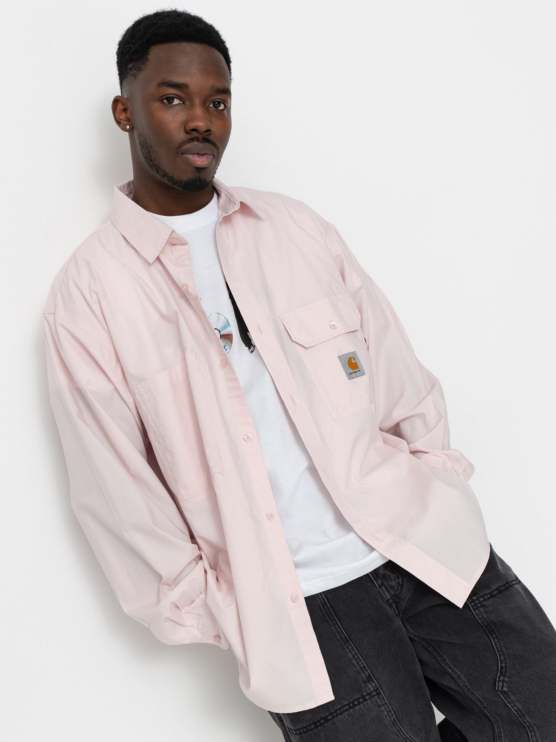 Carhartt WIP Woodblock Shirt - pink (woodblock print/glassy