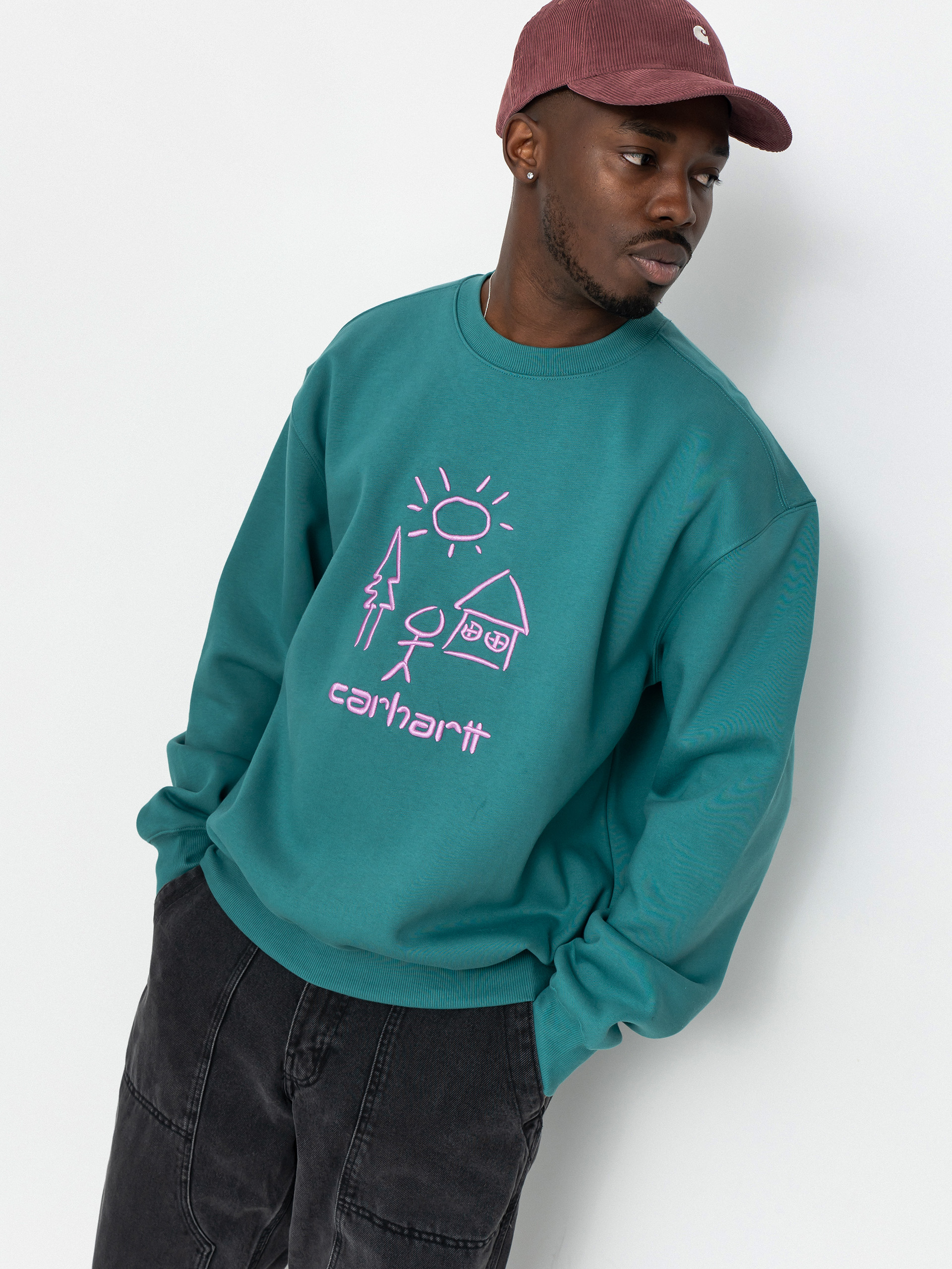 Carhartt WIP Masterpiece Sweatshirt - green (saguaro/pink)