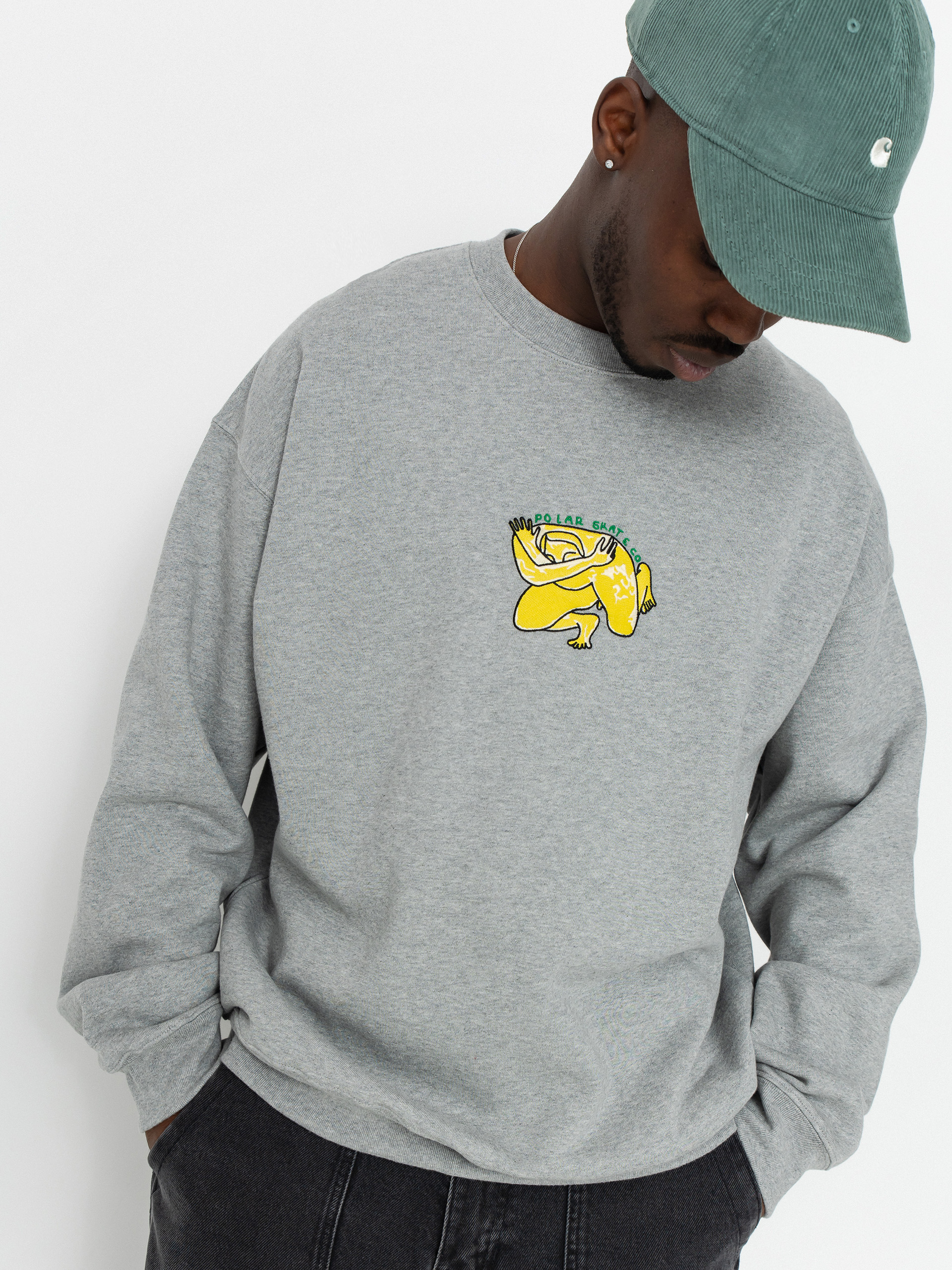 Polar Skate Dave Crewneck Shy Bow Sweatshirt (heather grey)
