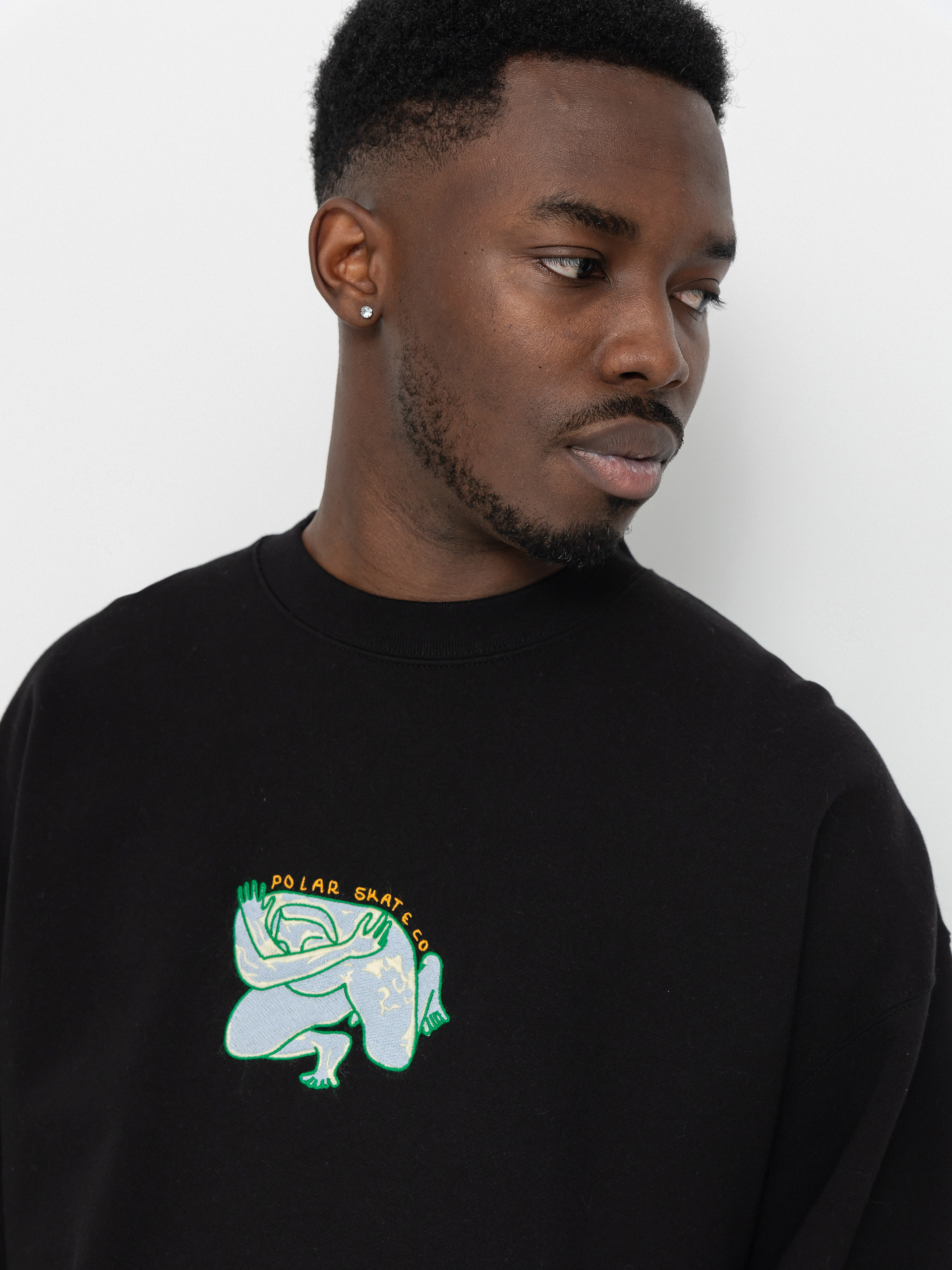 Polar Skate Dave Crewneck Shy Bow Sweatshirt (black)