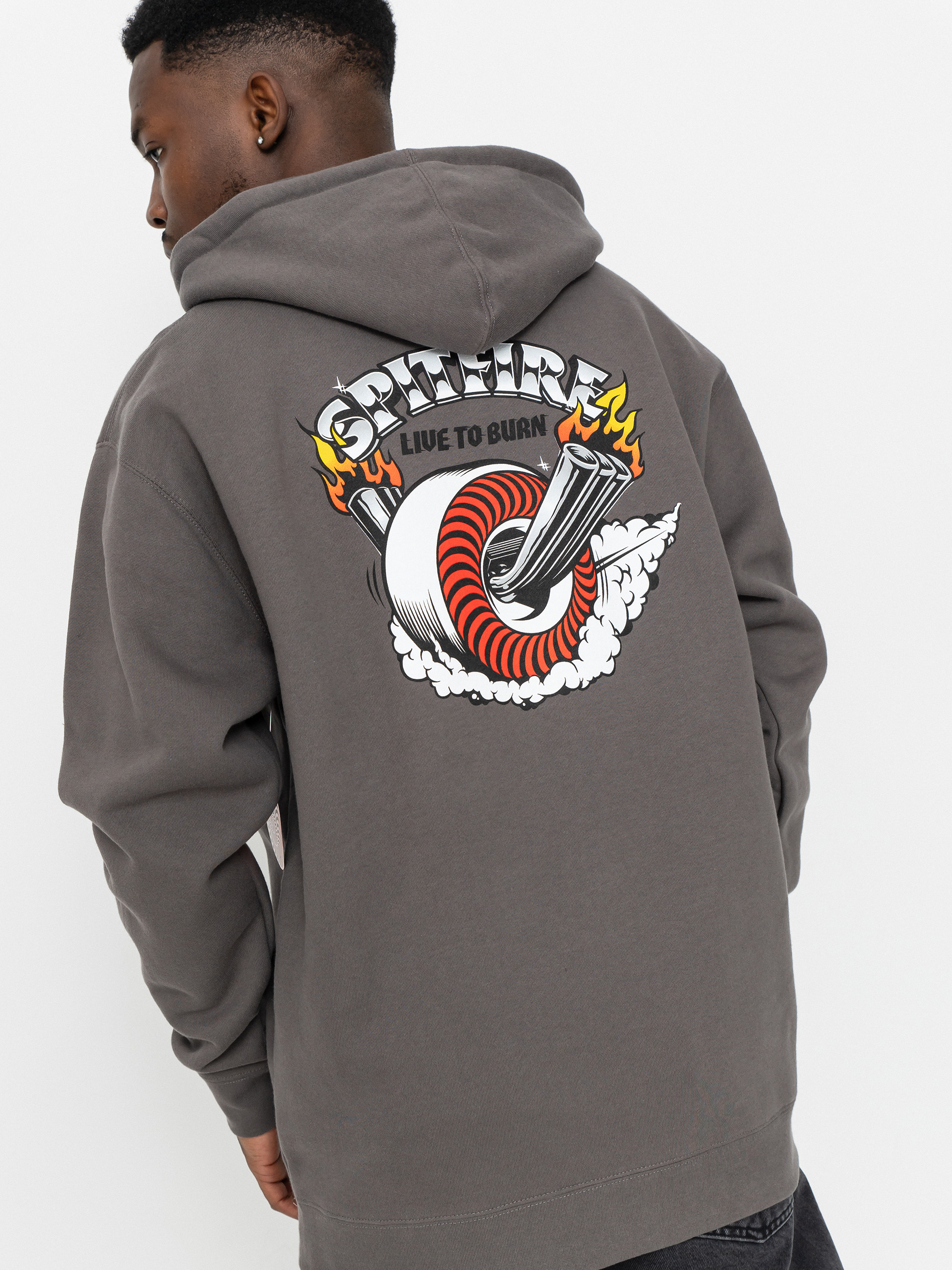Spitfire Hoodie Burnout HD (charcoal solid w/multi color prints)