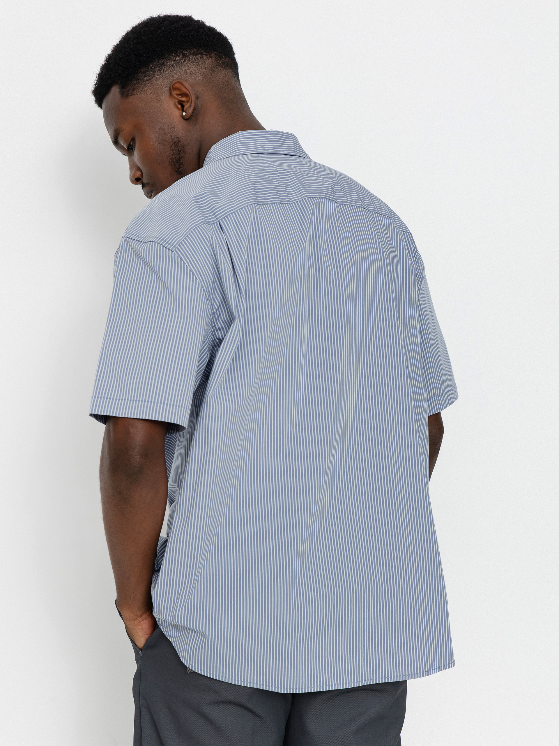 Brixton Builders Auto Shirt - blue (twilight blue/white stripe)