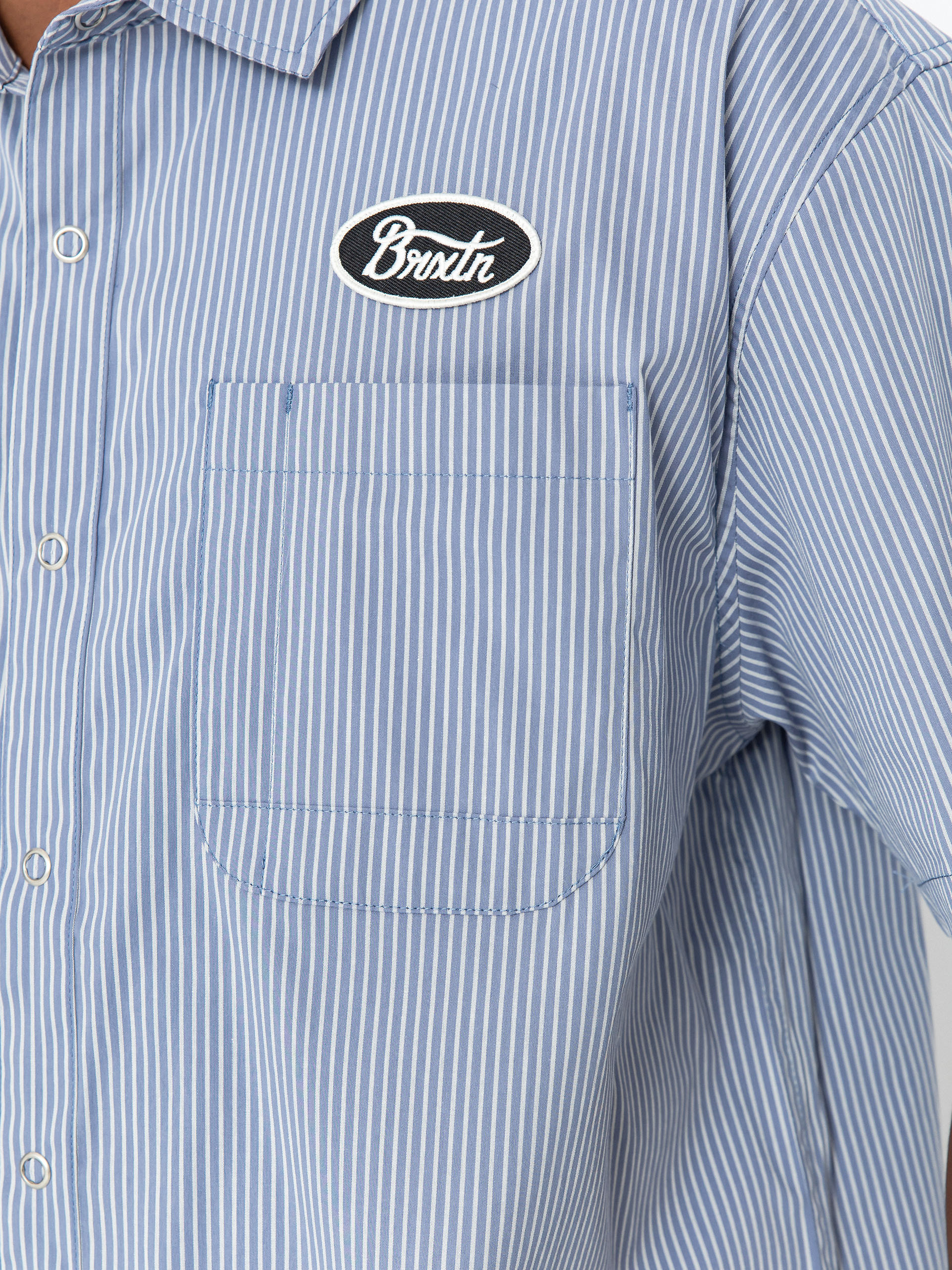 Brixton Builders Auto Shirt - blue (twilight blue/white stripe)