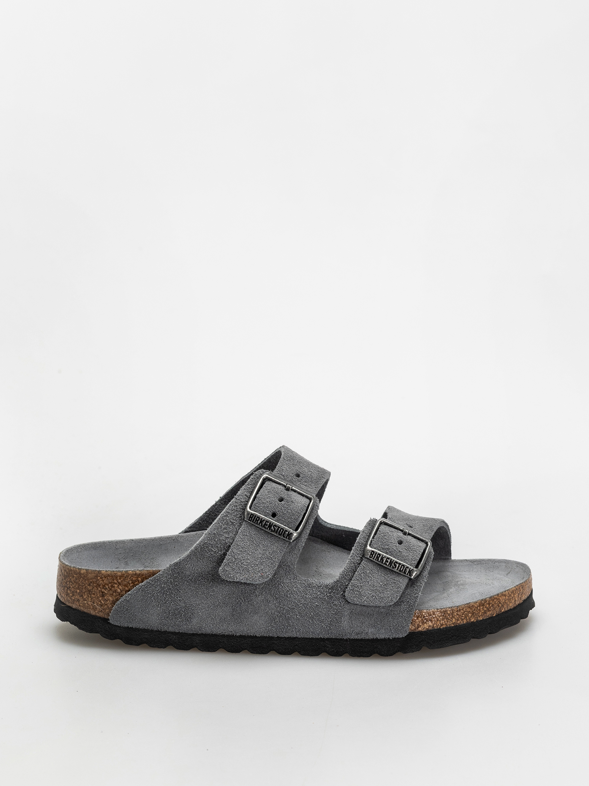 Birkenstock Arizona Suede Leather Narrow Wmn Flip Flops (basalt gray)