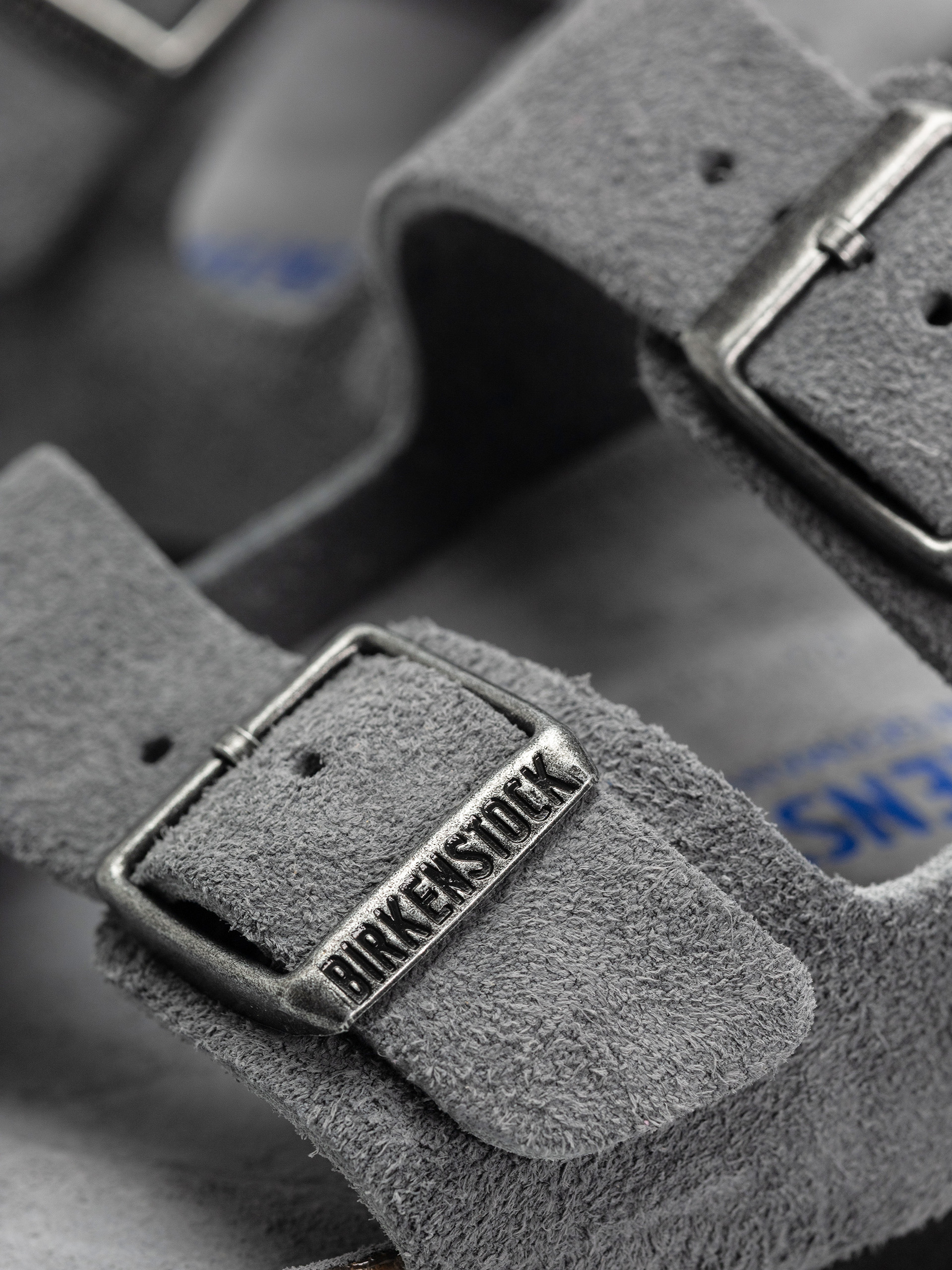 Birkenstock Arizona Suede Leather Narrow Wmn Flip-flops (basalt gray)