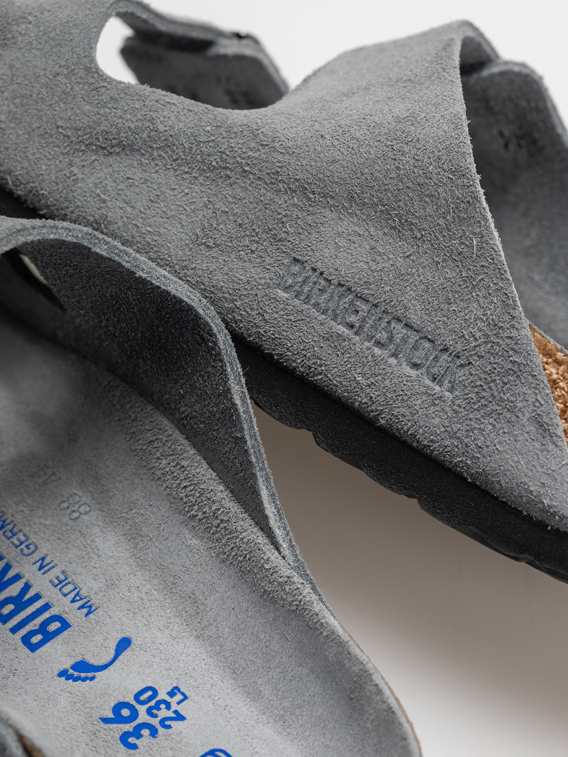 Birkenstock Arizona Suede Leather Narrow Wmn Flip-flops (basalt gray)