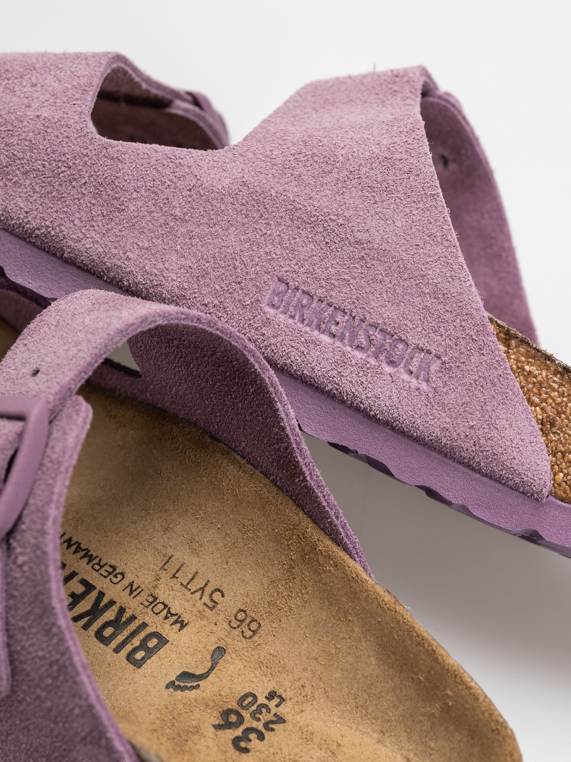 Birkenstock Arizona Suede Leather Narrow Wmn Flip Flops (mauve)