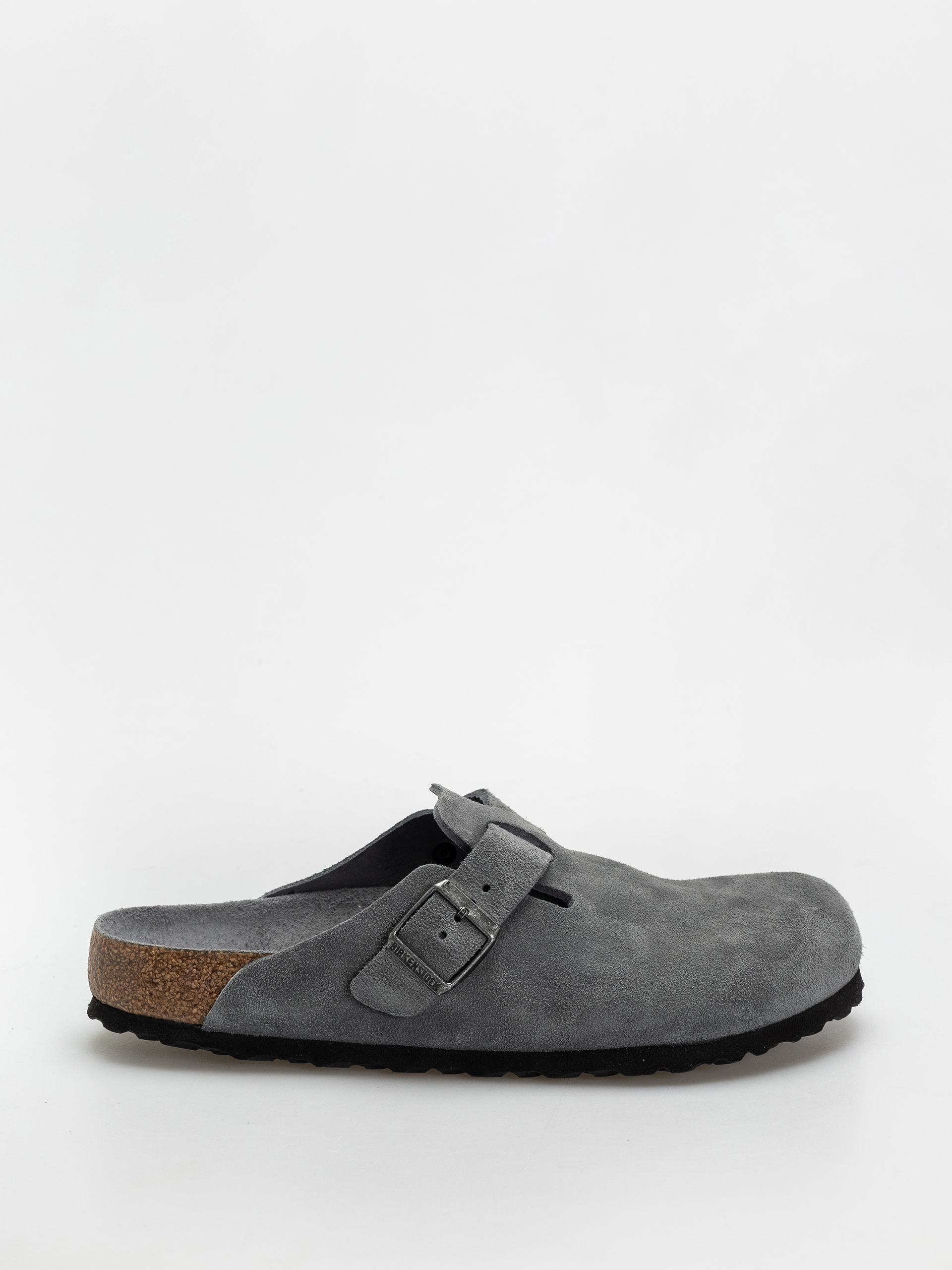 Birkenstock Boston SFB Suede Leather Regular Flip-flops (basalt gray)