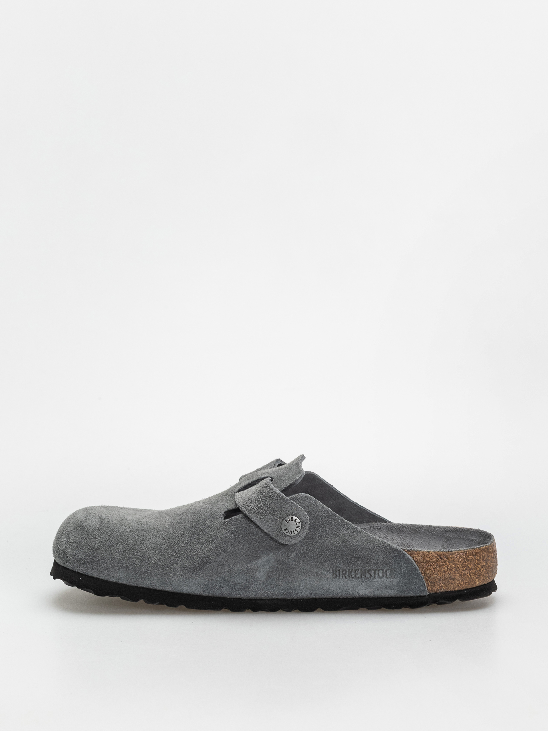 Birkenstock Boston SFB Suede Leather Regular Flip-flops (basalt gray)