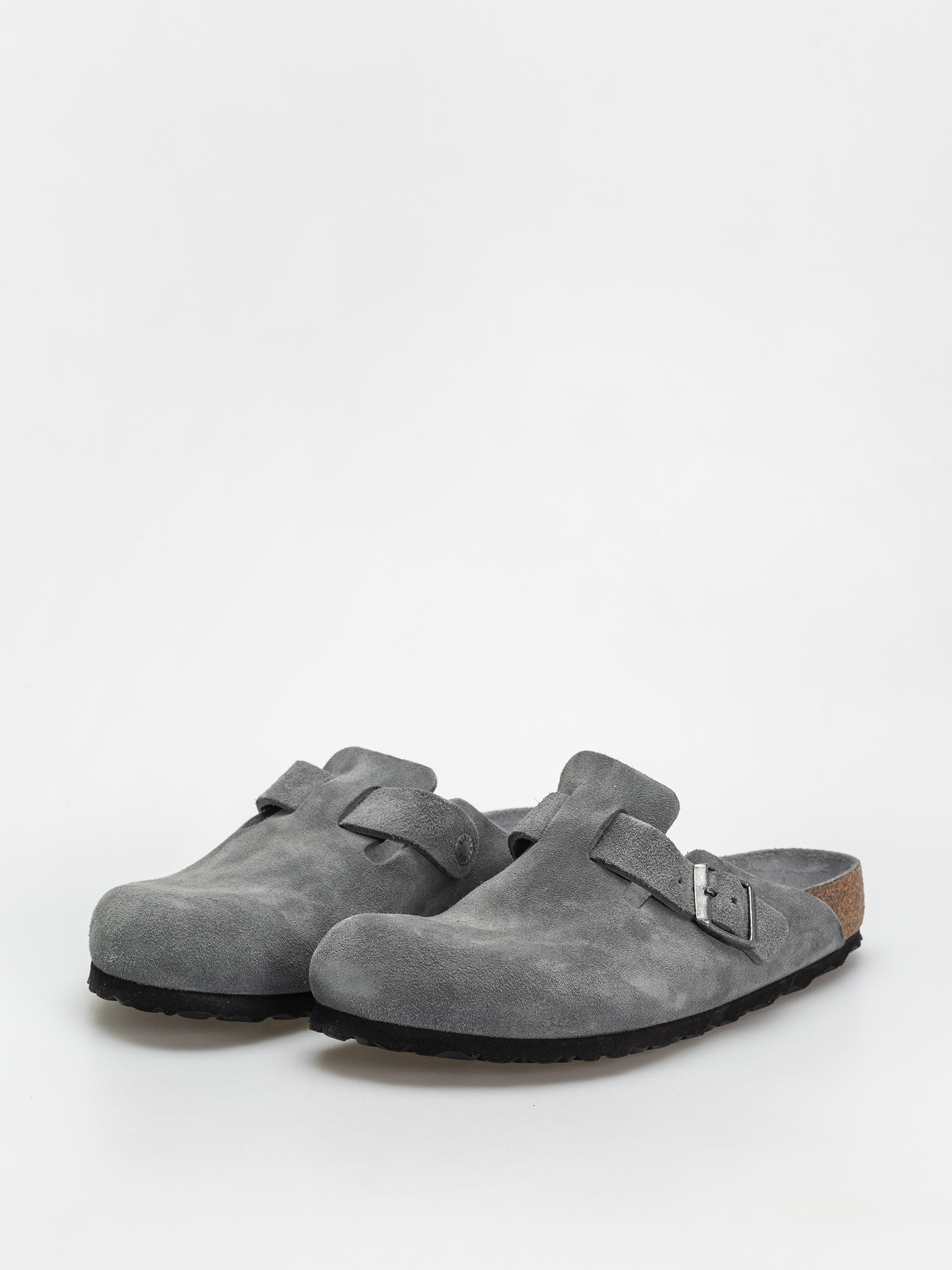 Birkenstock Boston SFB Suede Leather Regular Flip-flops (basalt gray)