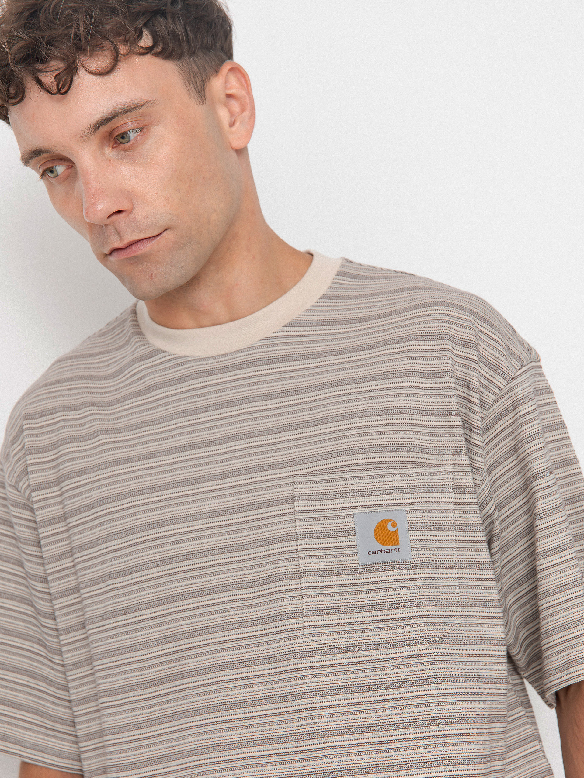 Carhartt WIP Gellar Pocket T-Shirt - beige (gellar stripe/wax)