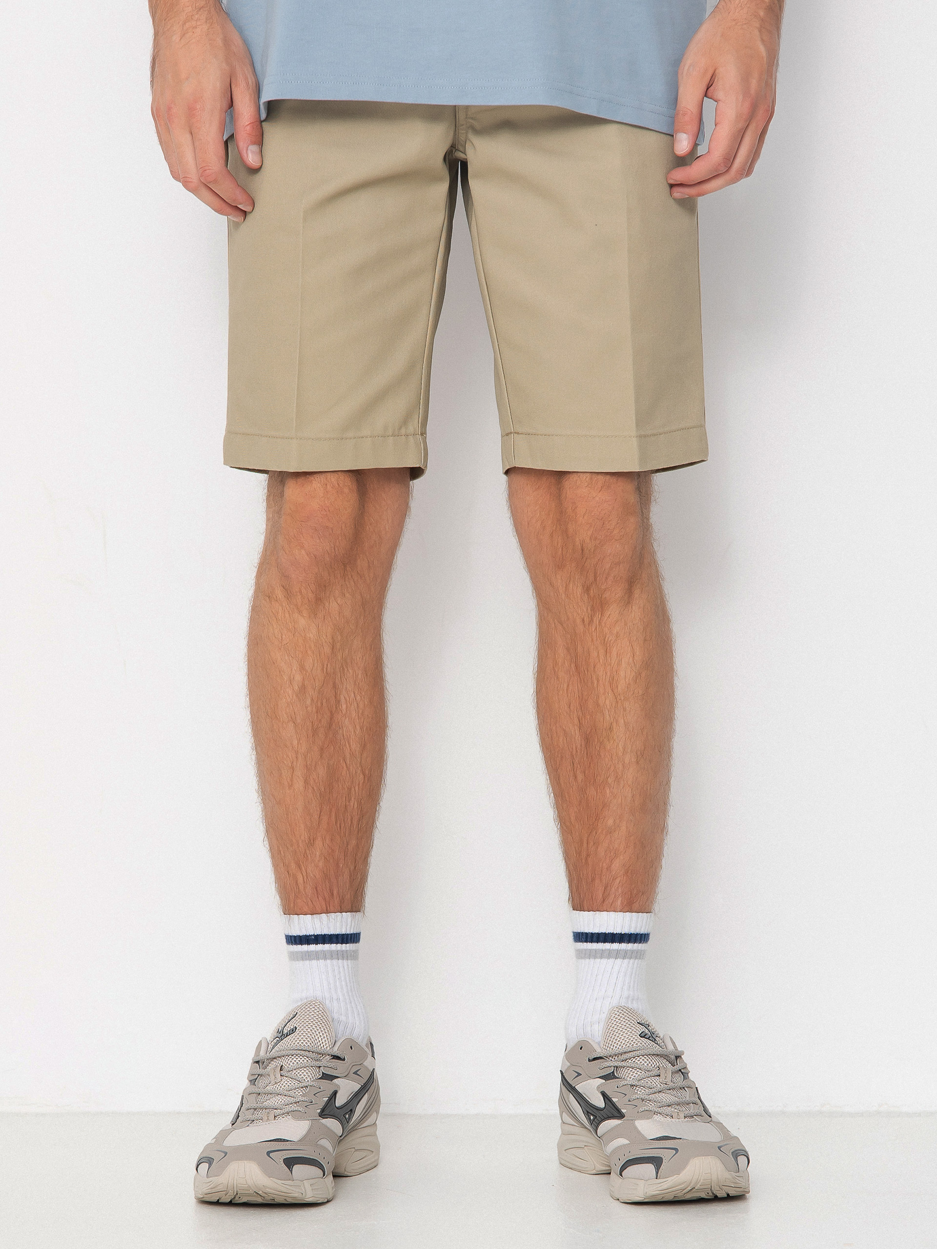 パンツ eaphi slanting button short pants /beige Famulily Women's Solid High Waist Wide Leg Workwear Shorts